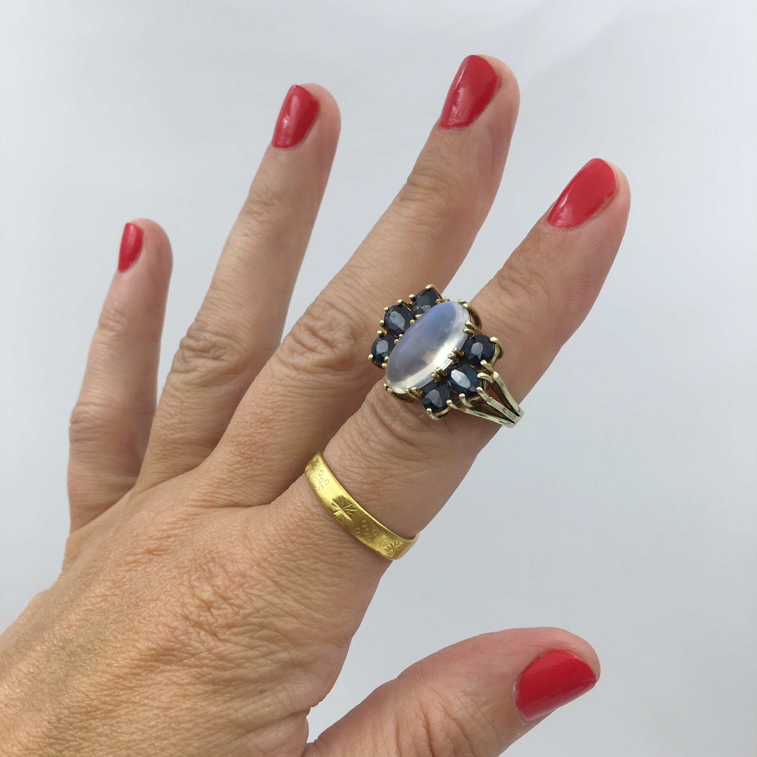 Vintage moonstone cocktail ring Reverie estate jewelry NYC
