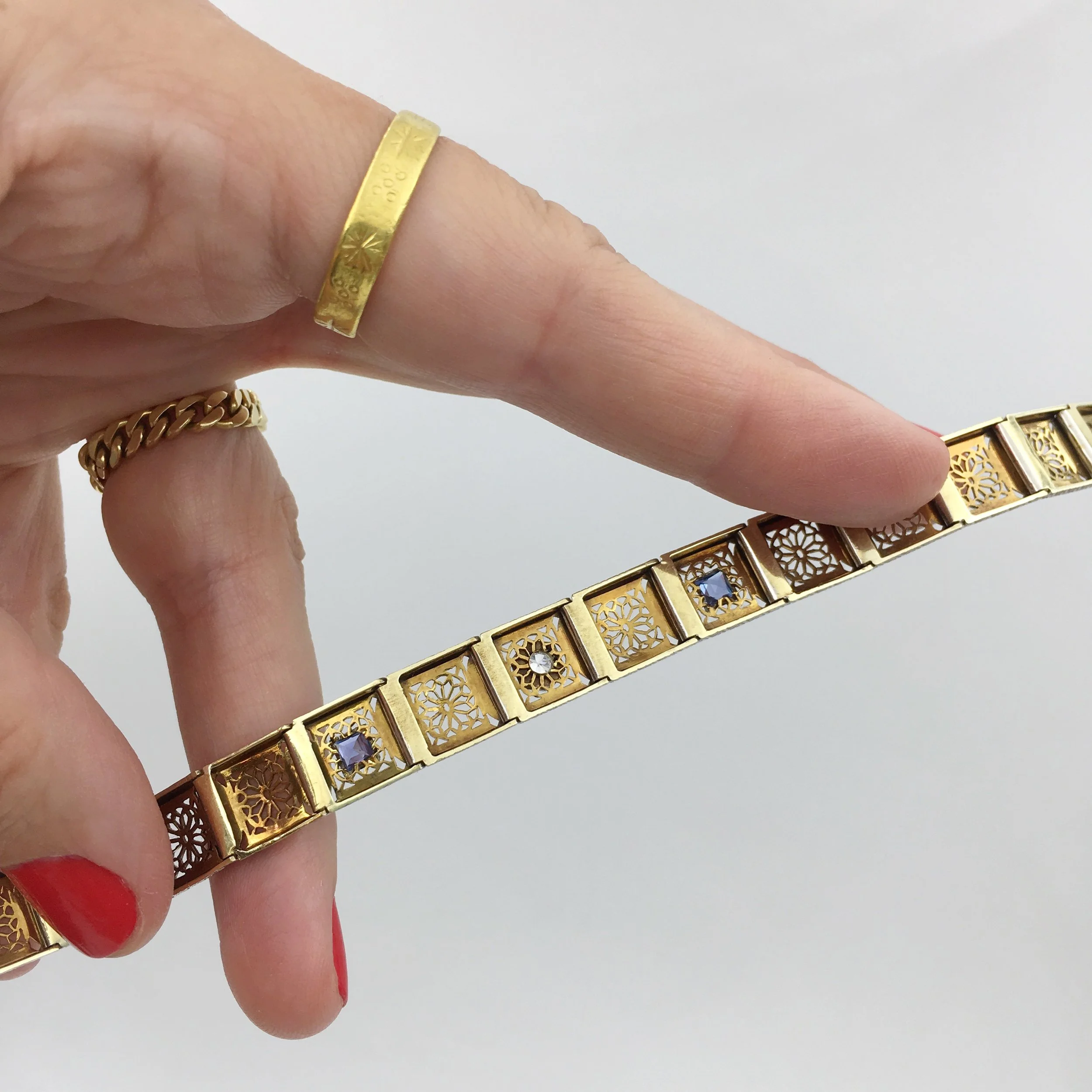 Deco filigree diamond bracelet Reverie vintage jewelry NYC