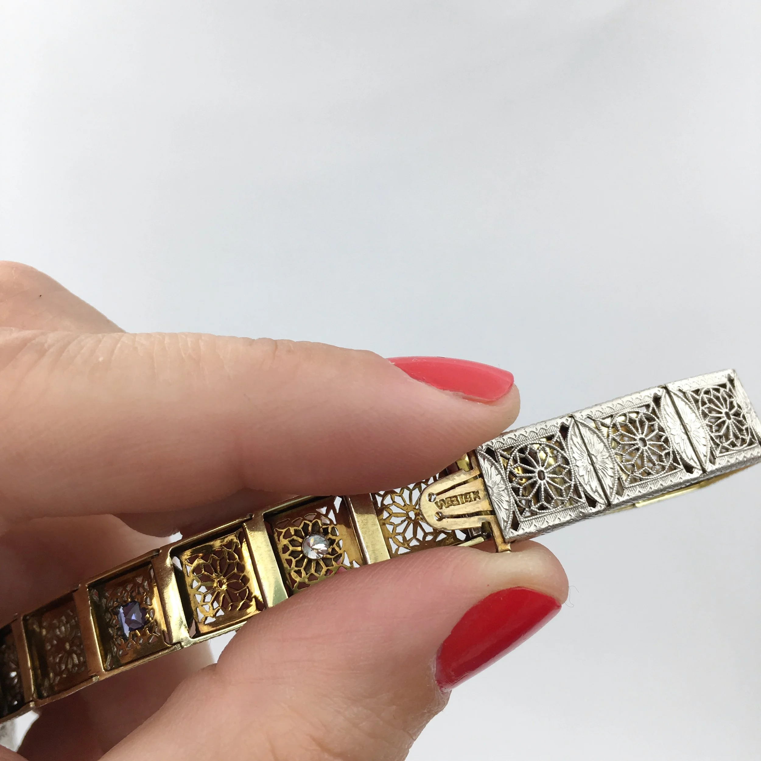 Deco filigree diamond bracelet Reverie vintage jewelry NYC