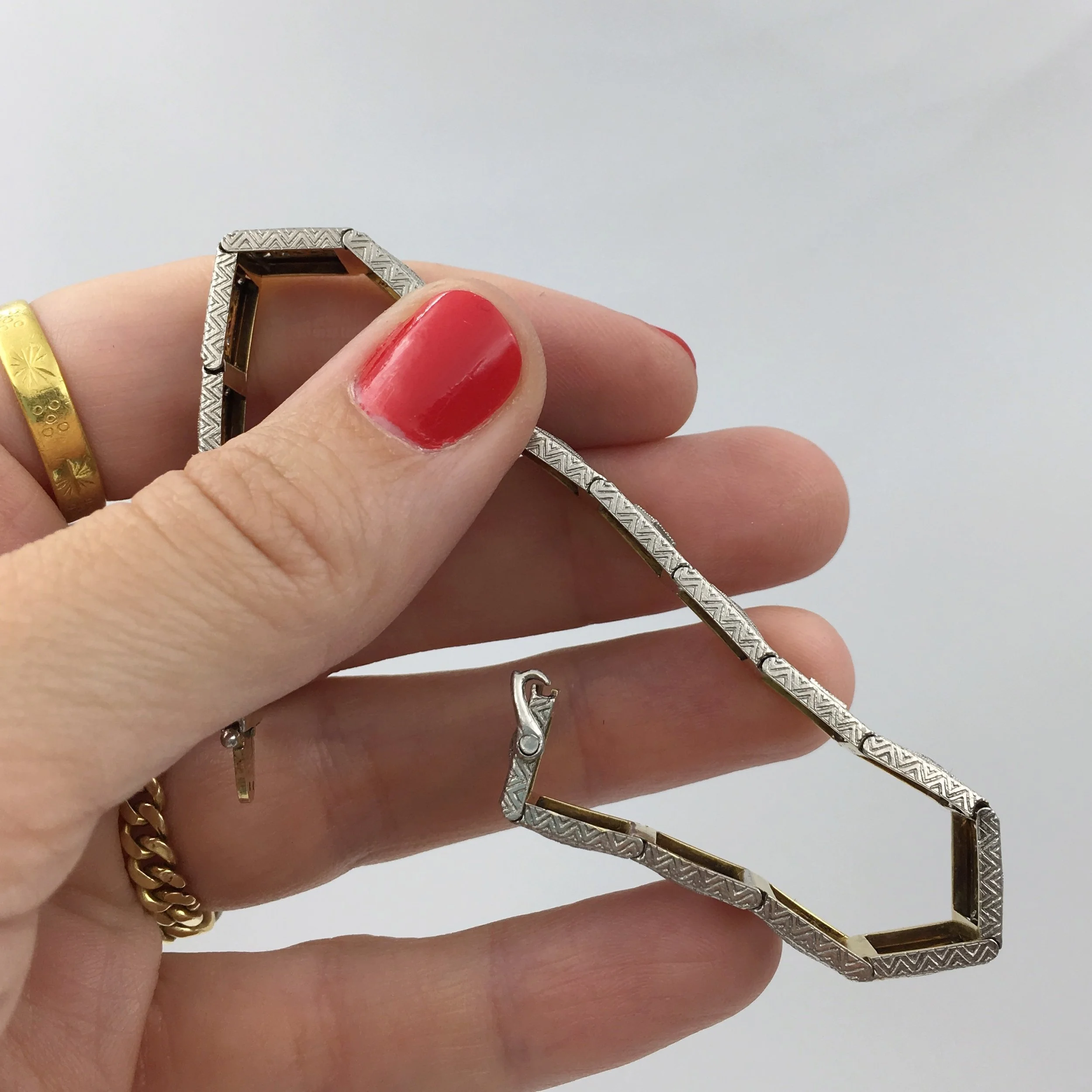 Deco filigree diamond bracelet Reverie vintage jewelry NYC