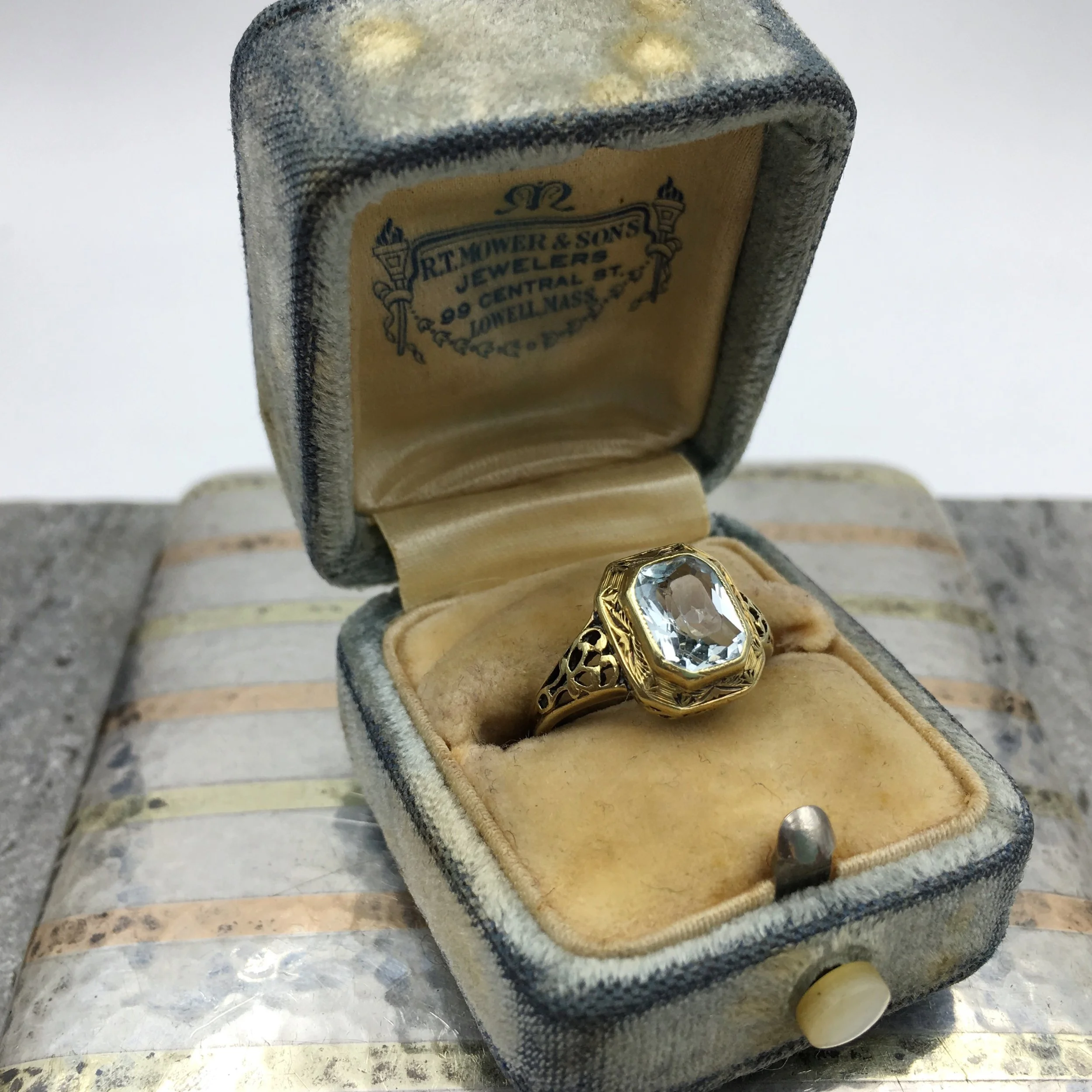 1930s aquamarine ring Reverie vintage jewelry NYC