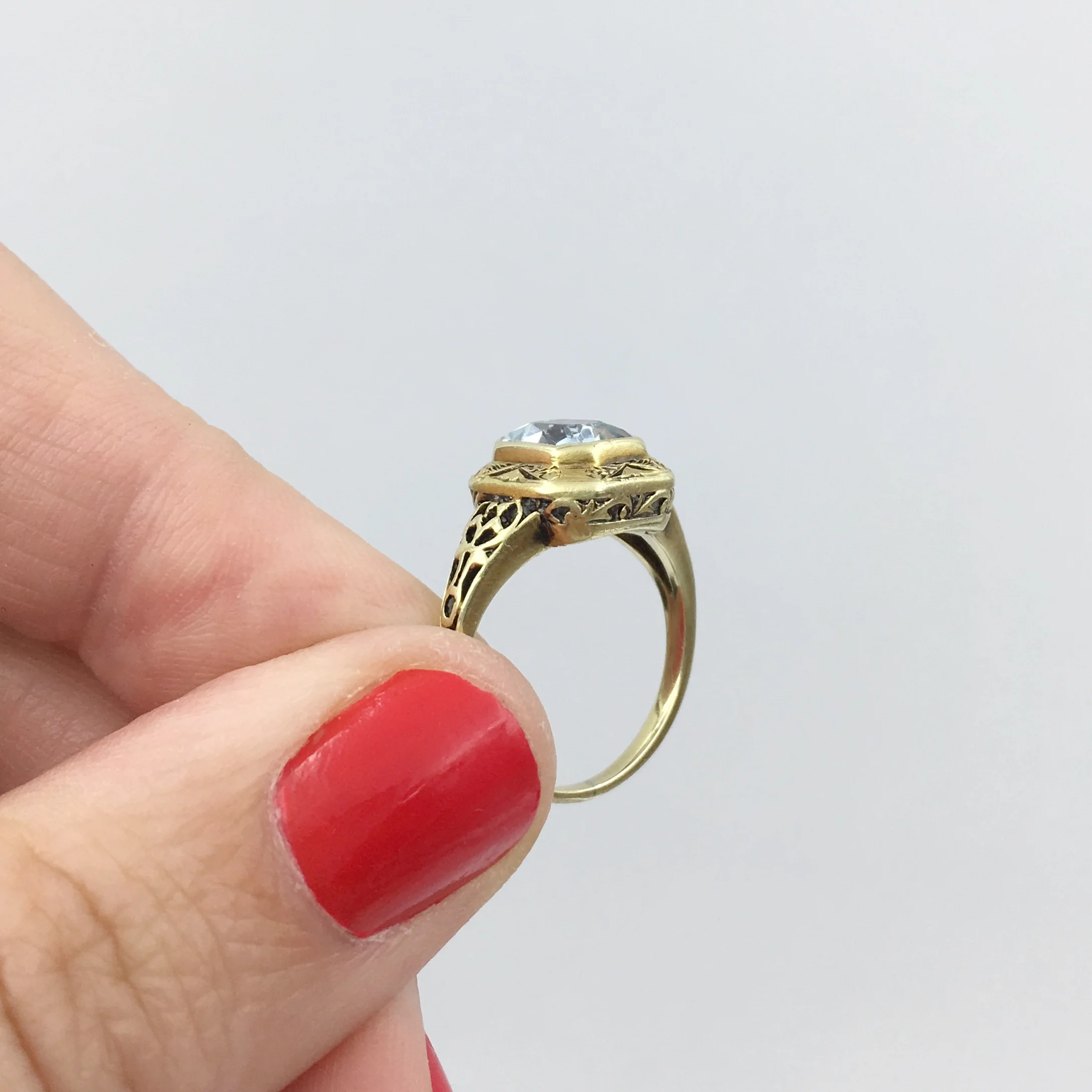 1930s aquamarine ring Reverie vintage jewelry NYC