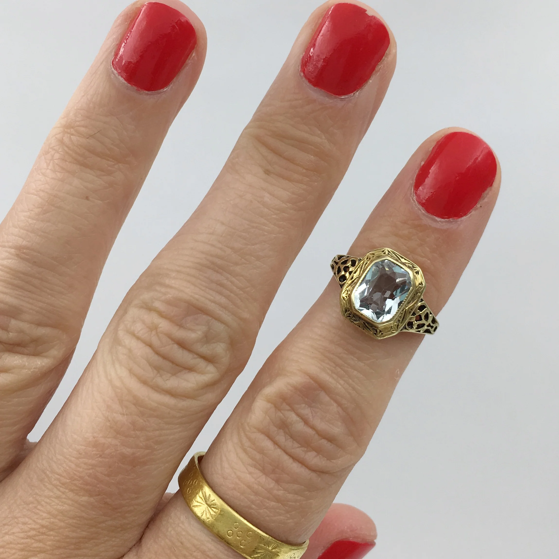 1930s aquamarine ring Reverie vintage jewelry NYC