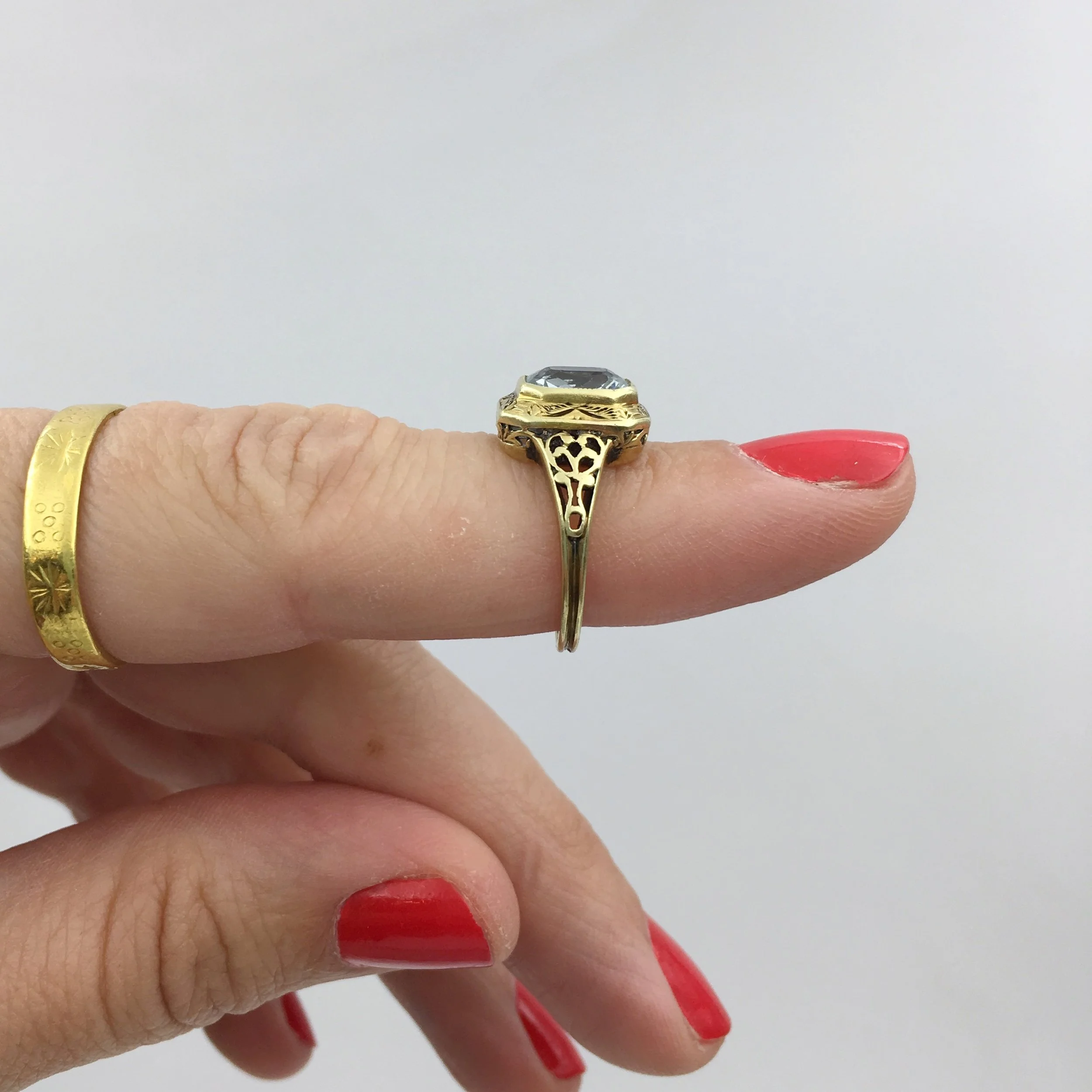 1930s aquamarine ring Reverie vintage jewelry NYC