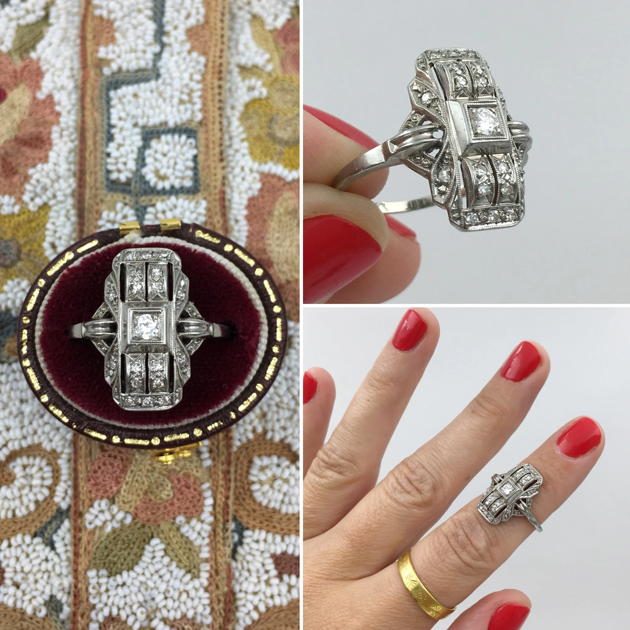 Art Deco diamond dinner ring Reverie estate jewelry NYC