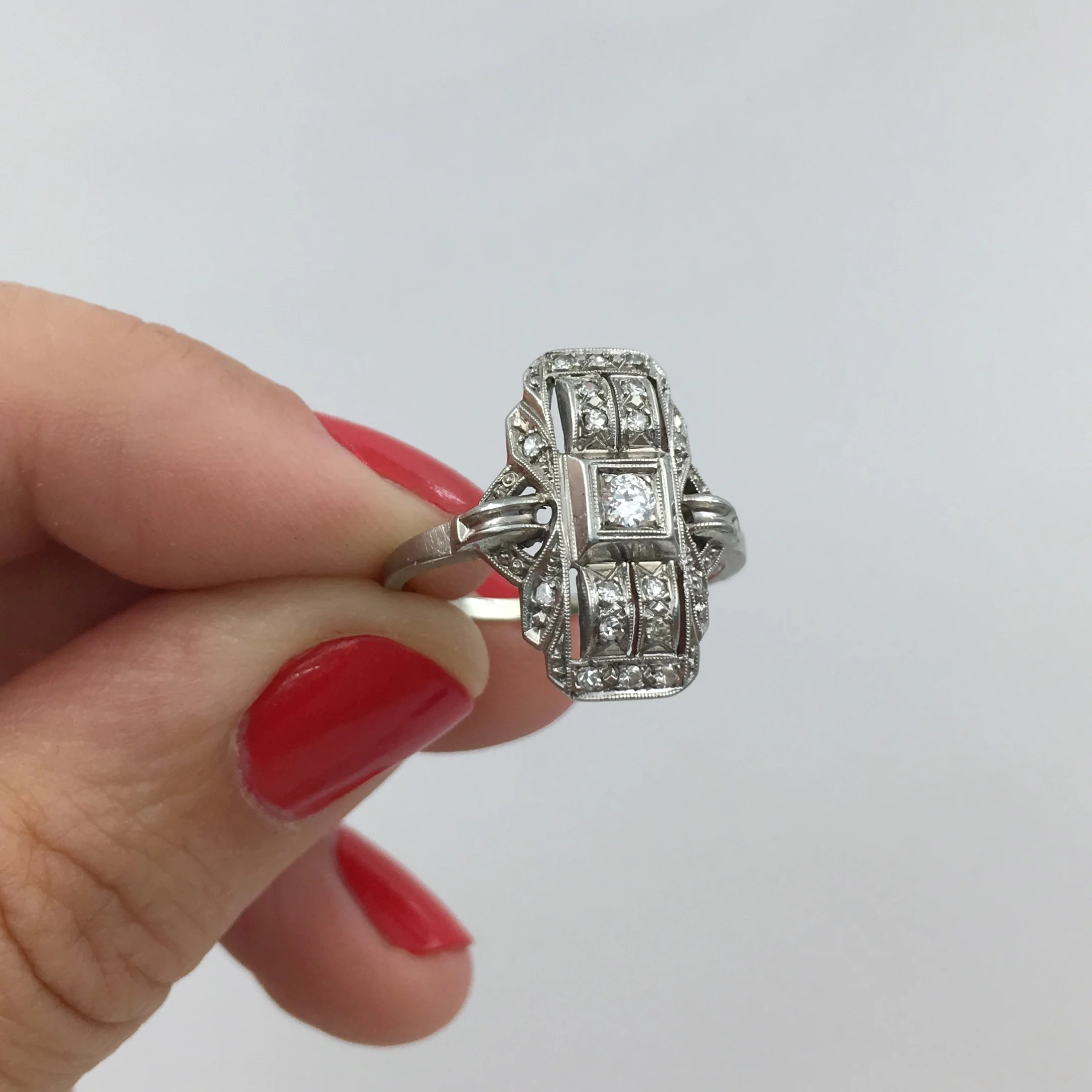 Art Deco diamond dinner ring Reverie estate jewelry NYC