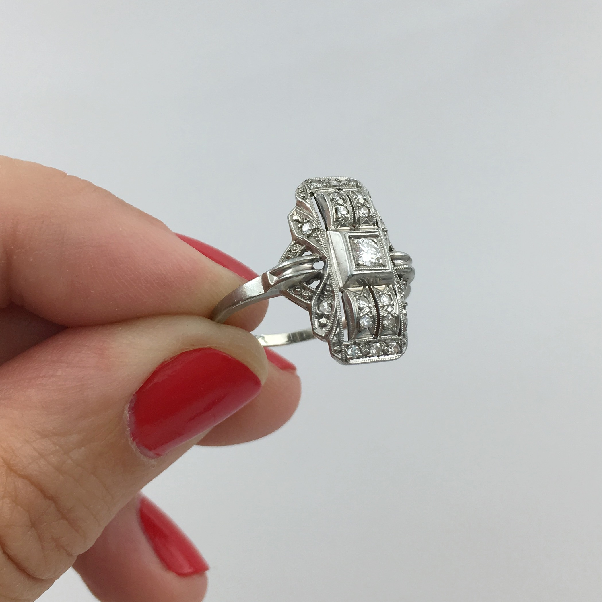 Art Deco diamond dinner ring Reverie estate jewelry NYC