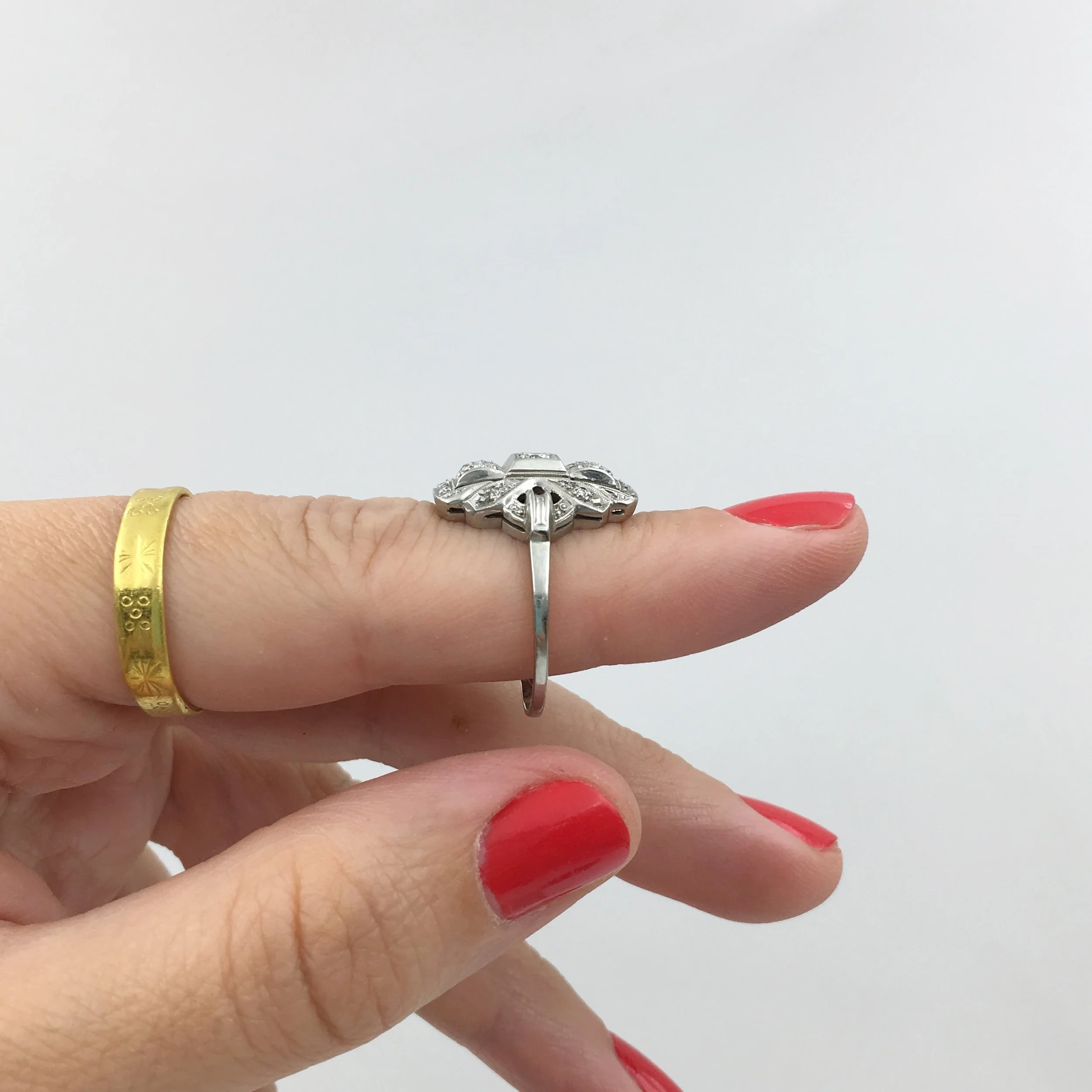 Art Deco diamond dinner ring Reverie estate jewelry NYC