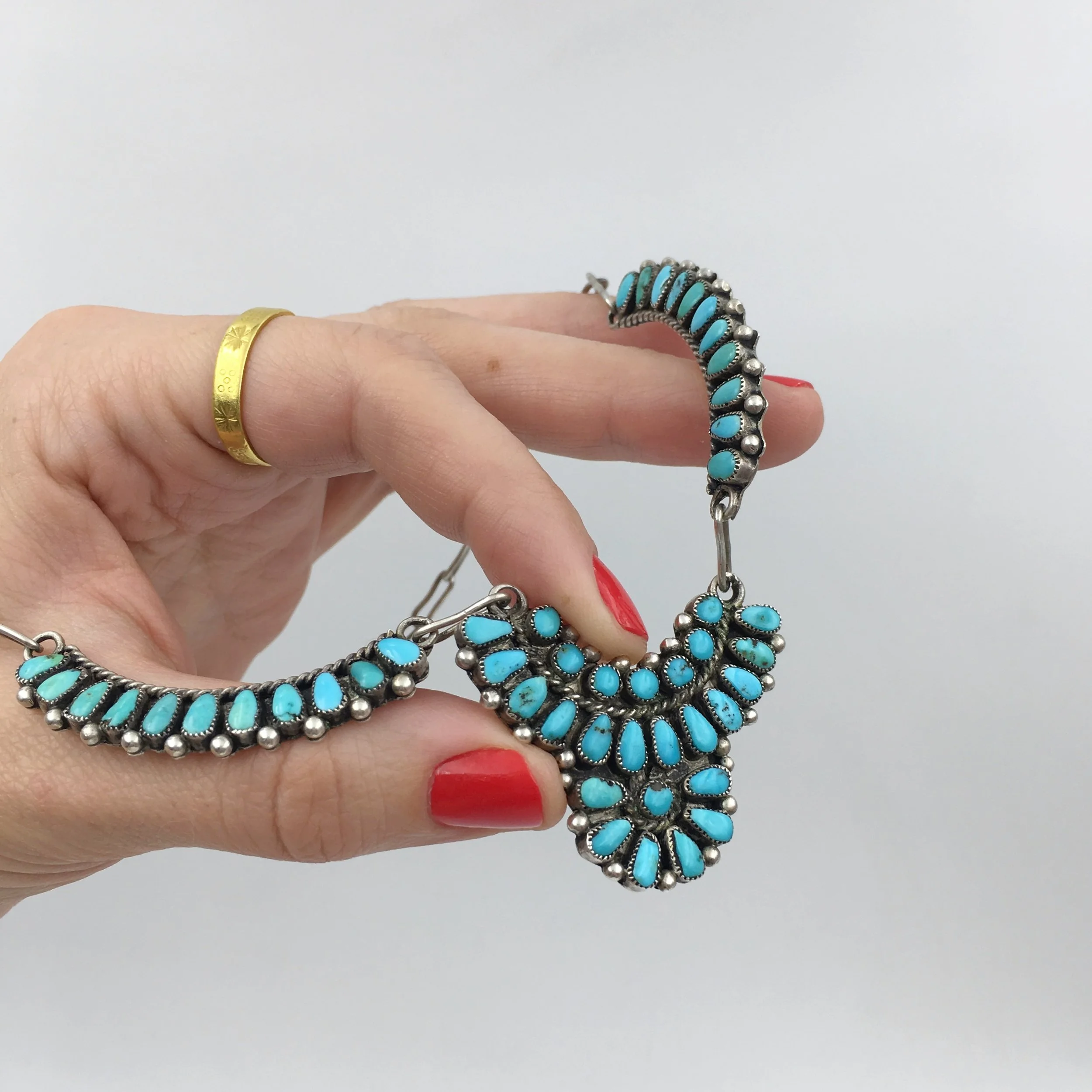 Petit Point turquoise necklace Reverie vintage jewelry NYC