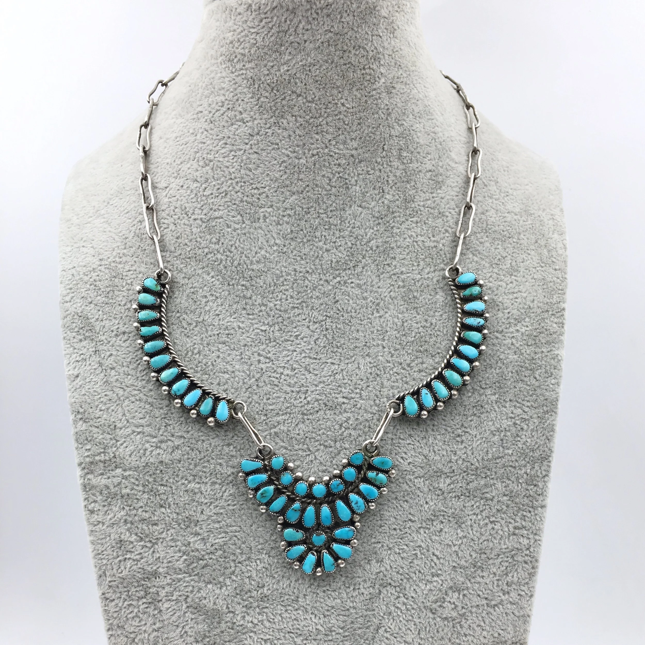 Petit Point turquoise necklace Reverie vintage jewelry NYC