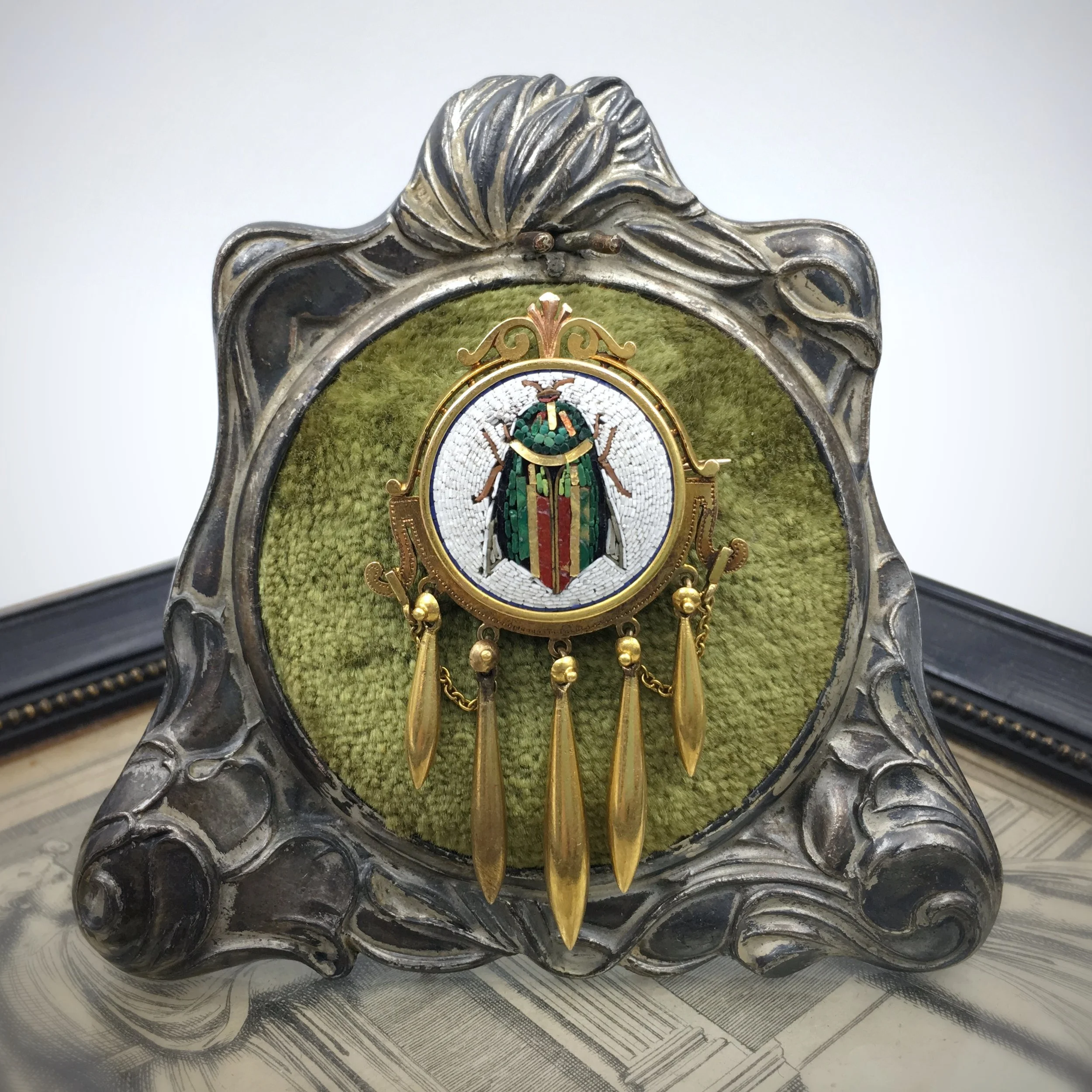 Victorian micro mosaic scarab Egyptian revival antique jewelry NYC