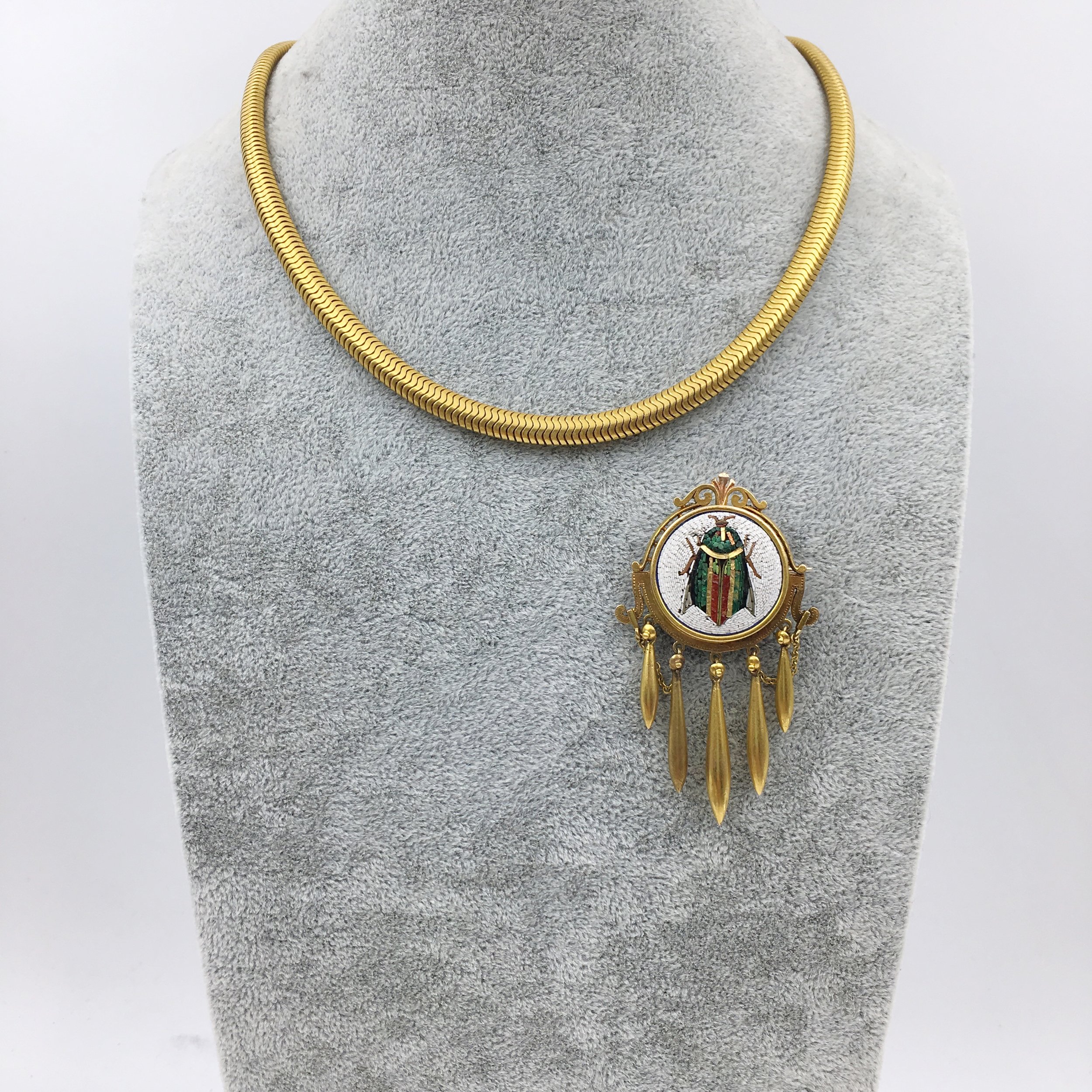Victorian micro mosaic scarab Egyptian revival antique jewelry NYC