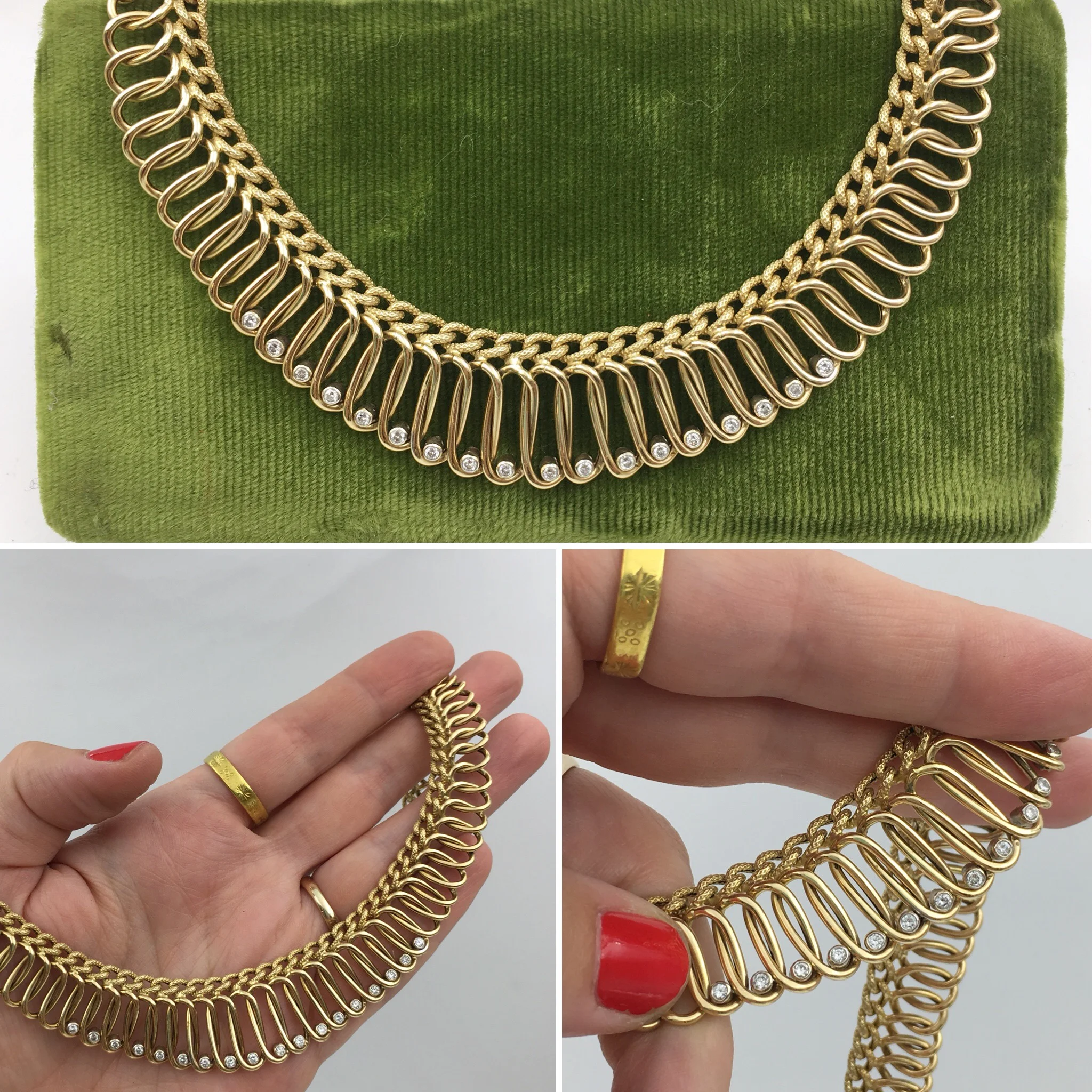 Vintage Italian gold and diamond necklace Reverie vintage jewelry NYC