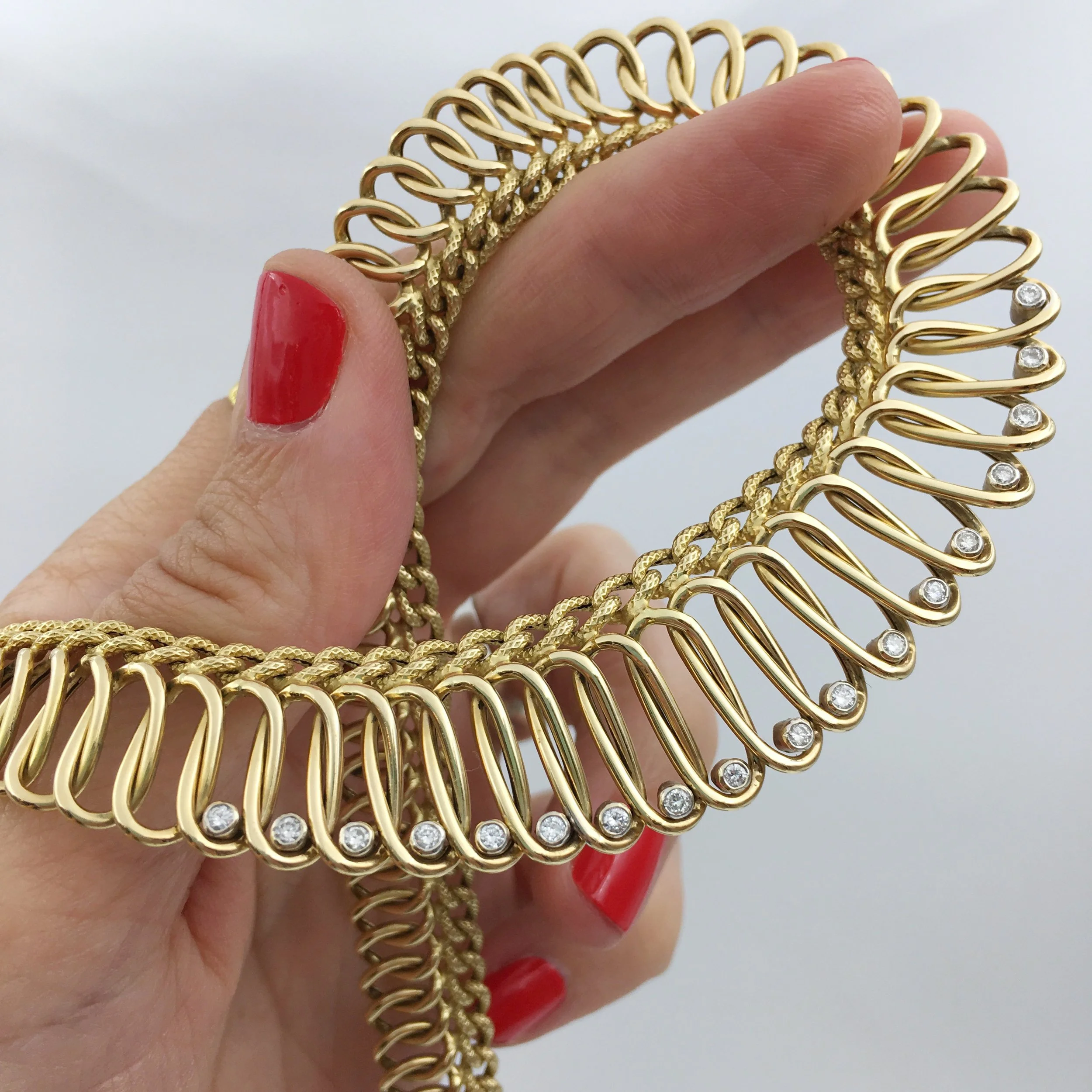 Vintage Italian gold and diamond necklace Reverie vintage jewelry NYC