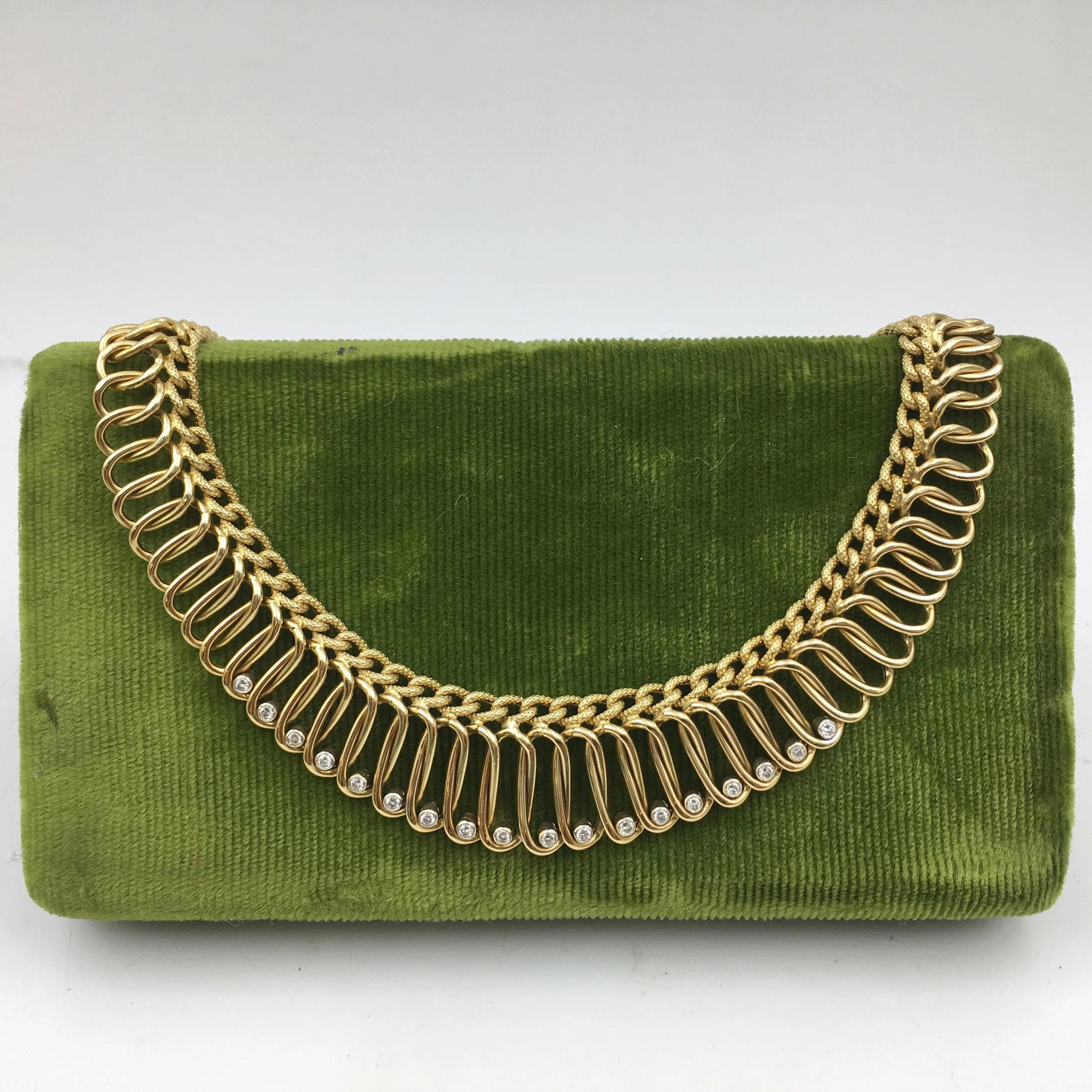 Vintage Italian gold and diamond necklace Reverie vintage jewelry NYC