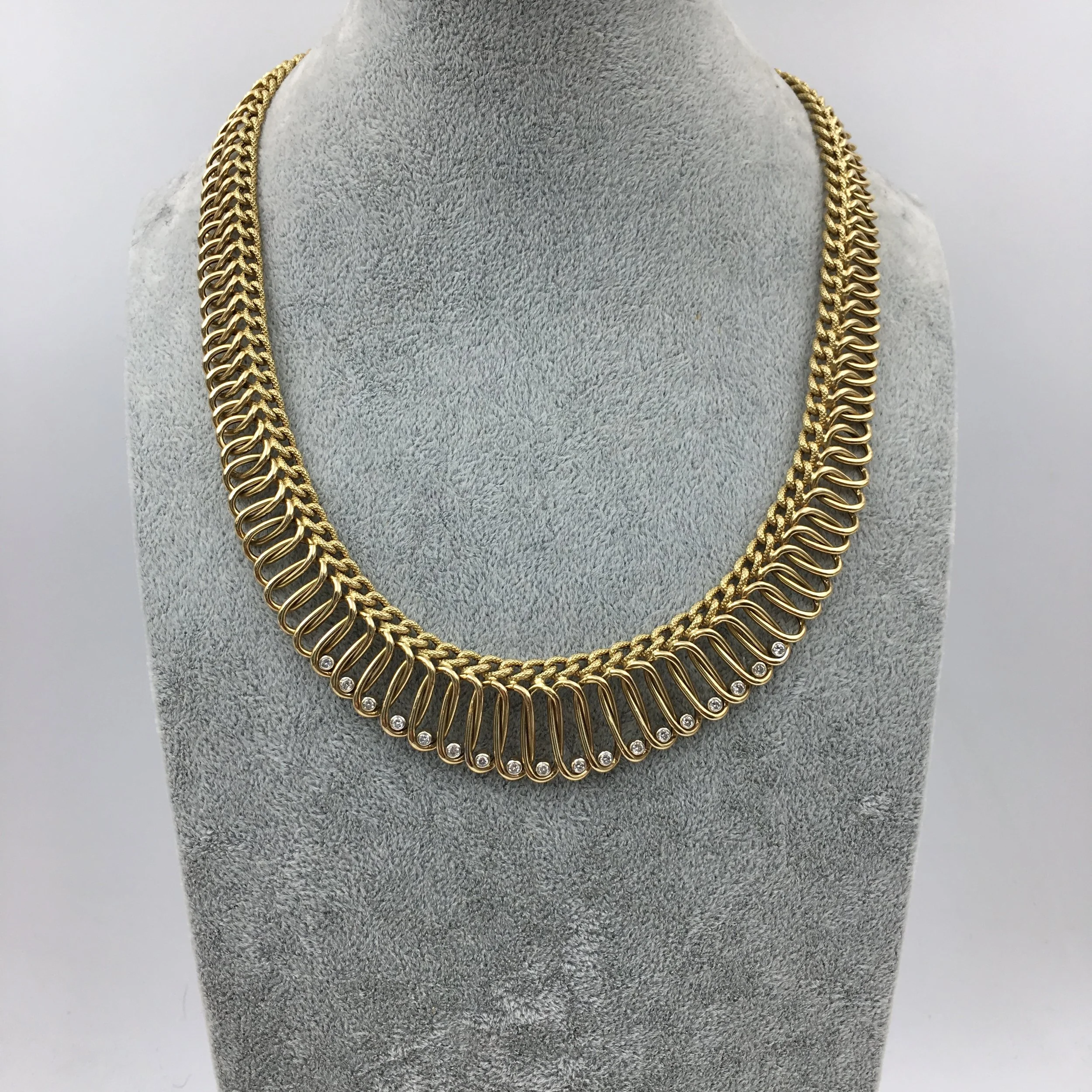 Vintage Italian gold and diamond necklace Reverie vintage jewelry NYC