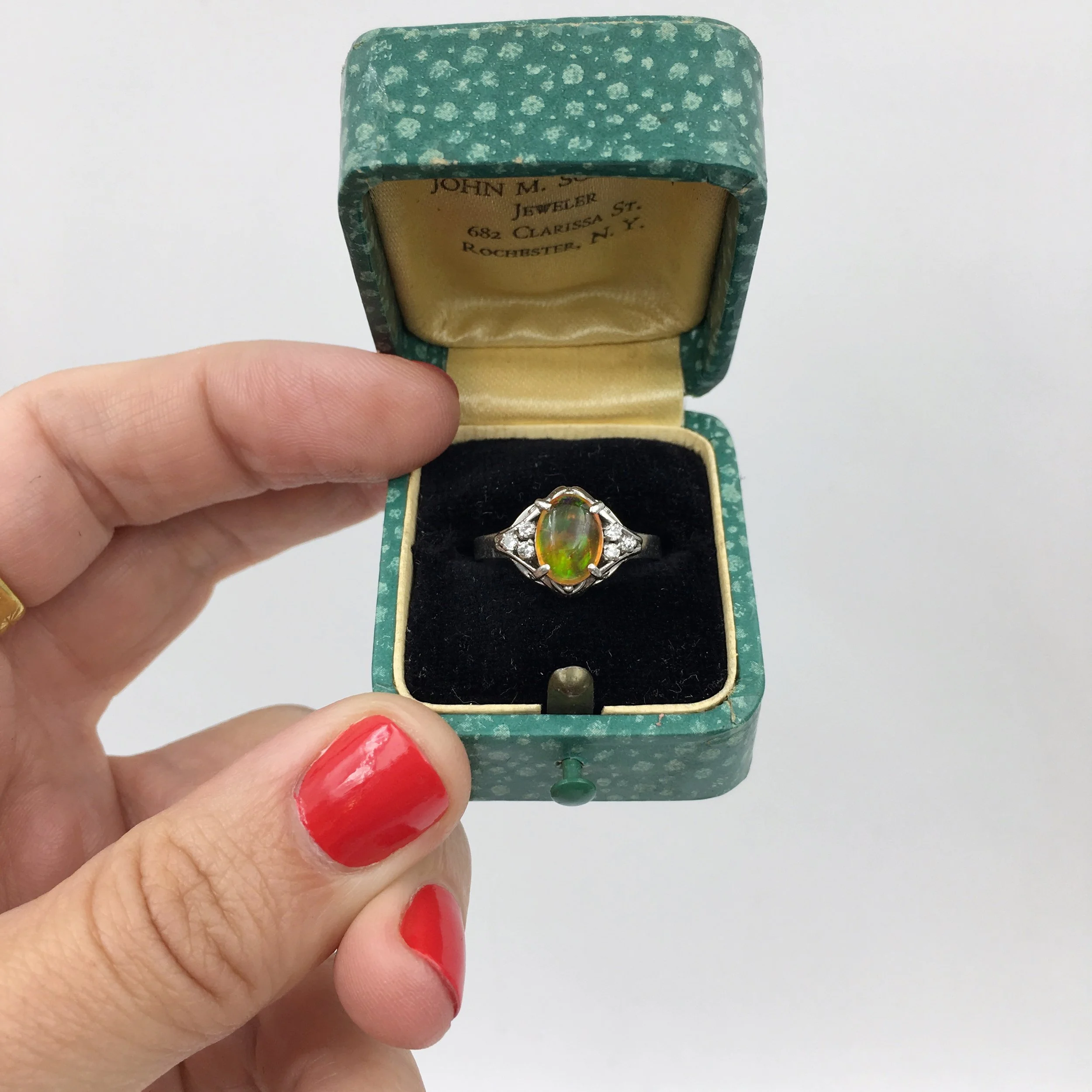 Vintage Mexican fire opal ring Reverie estate jewelry NYC