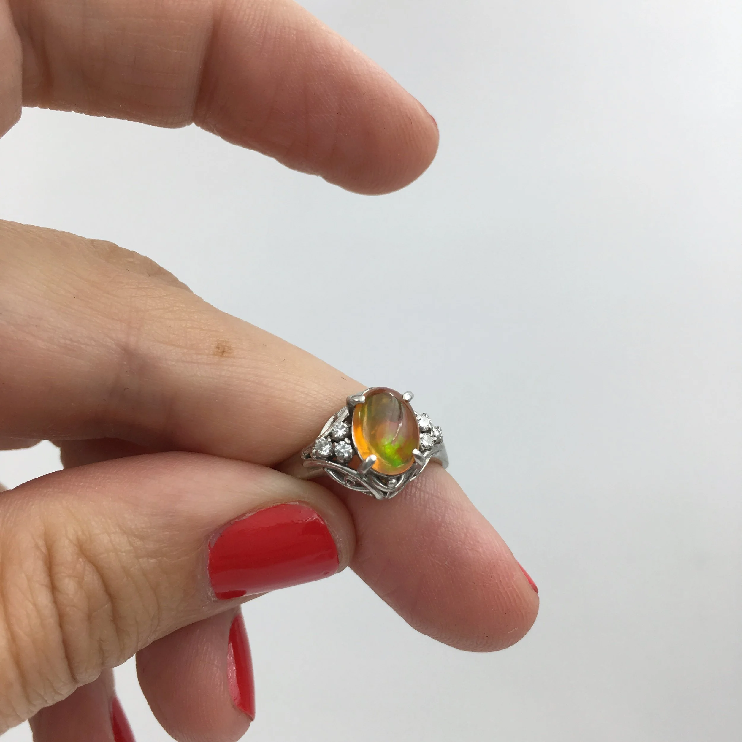 Vintage Mexican fire opal ring Reverie estate jewelry NYC