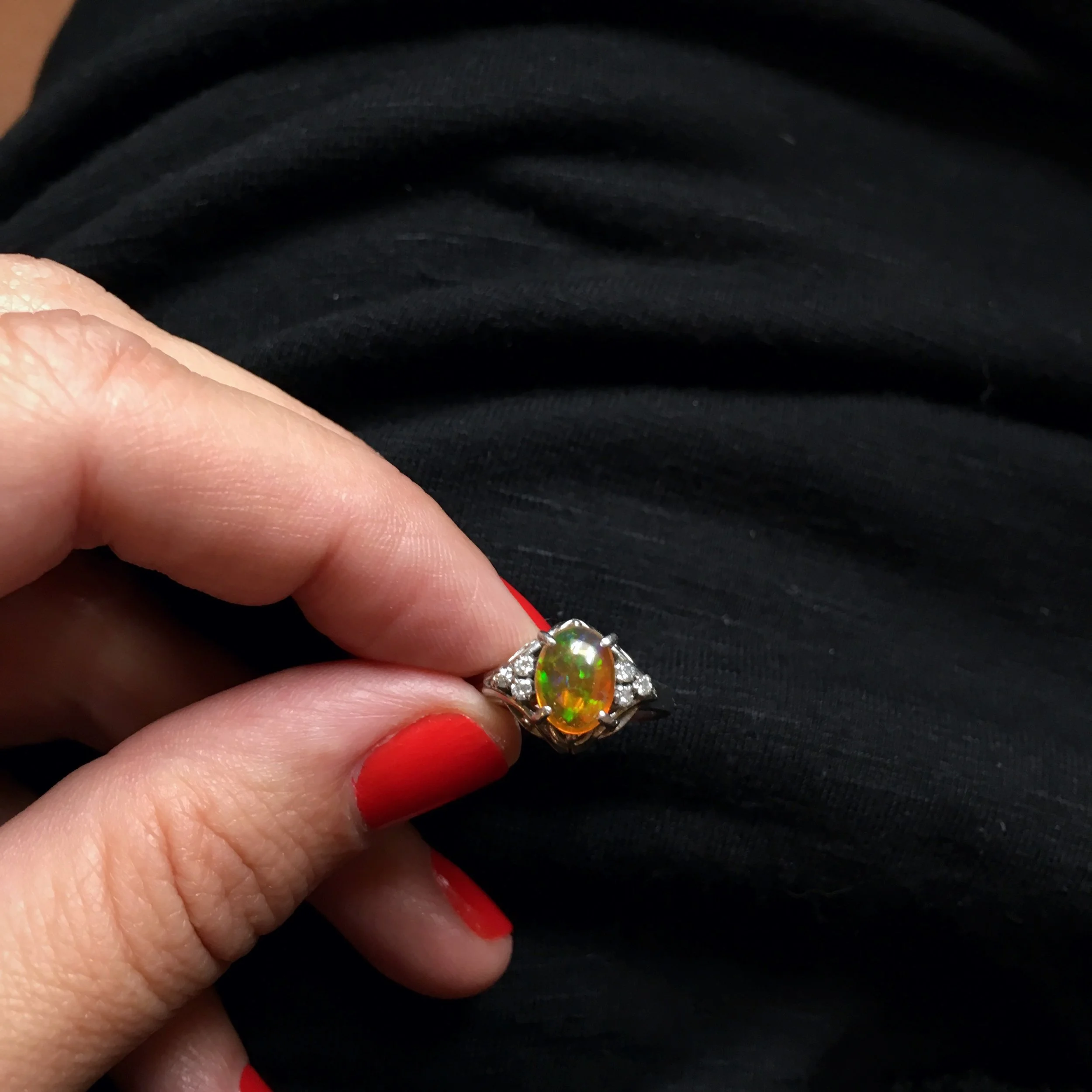 Vintage Mexican fire opal ring Reverie estate jewelry NYC