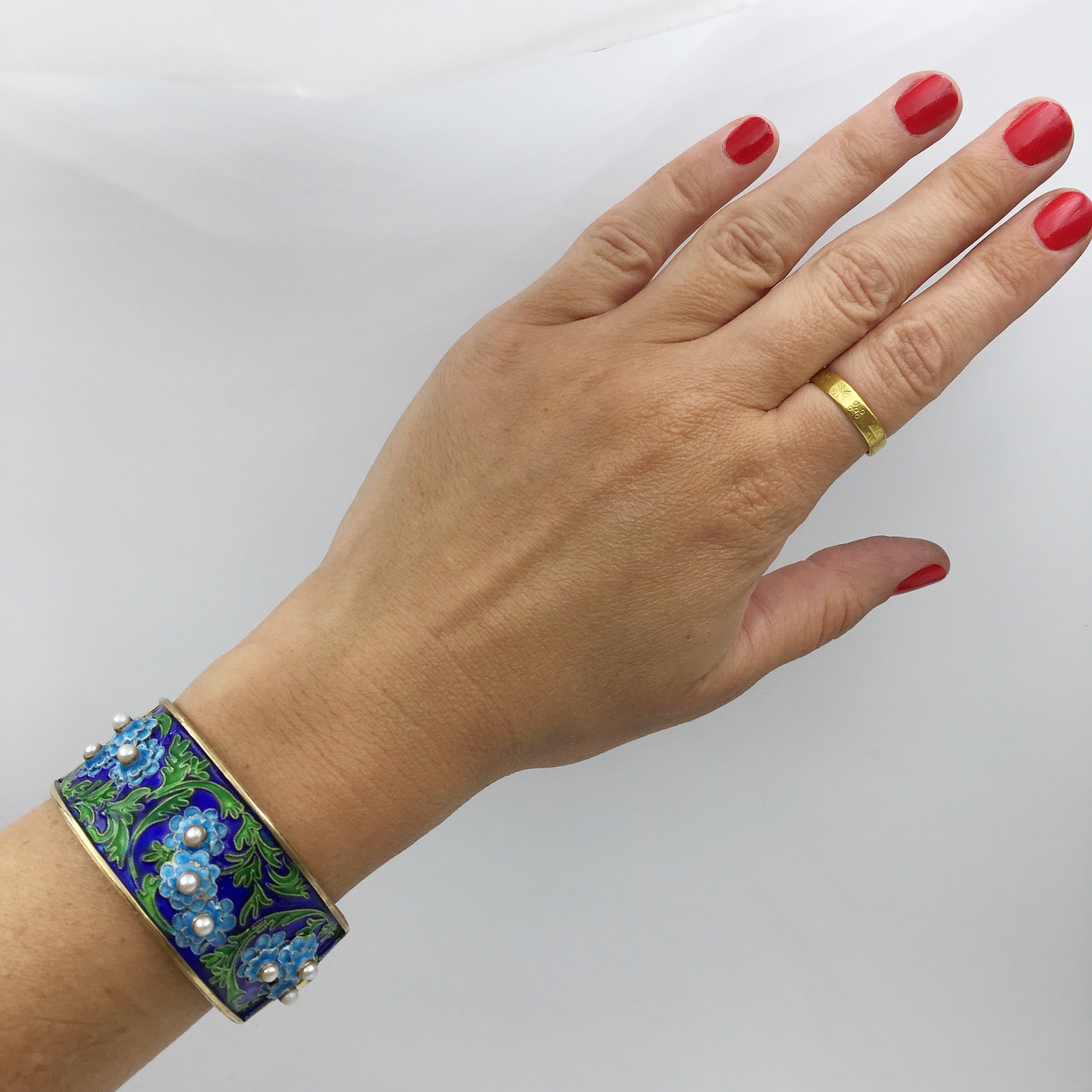 Vermeil cloisonne enamel bracelet Reverie vintage jewelry NYC