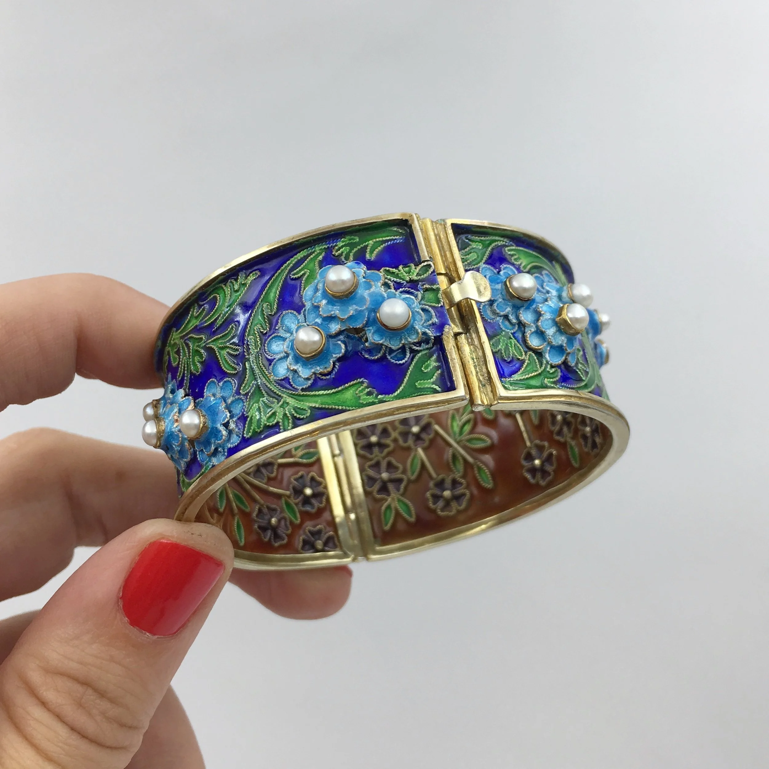Vermeil cloisonne enamel bracelet Reverie vintage jewelry NYC