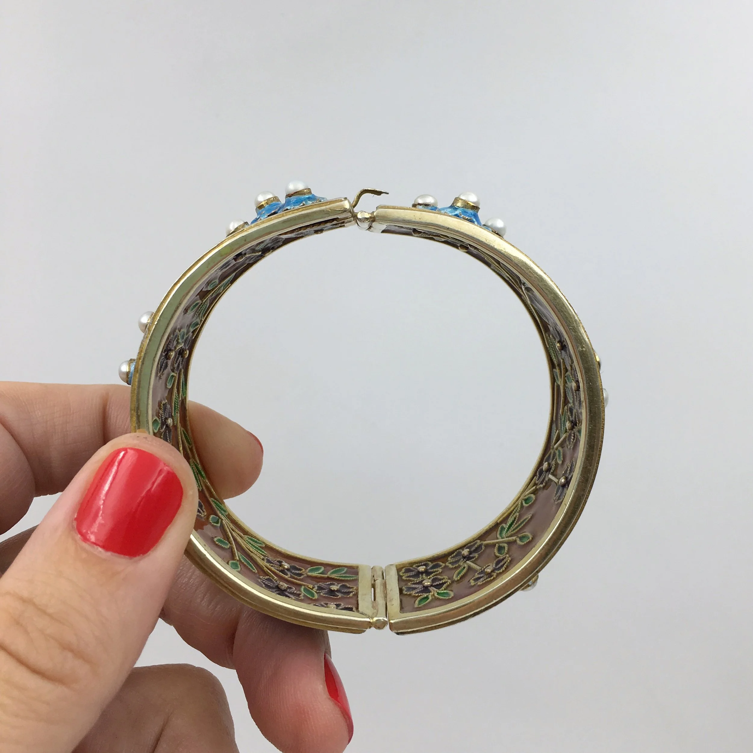 Vermeil cloisonne enamel bracelet Reverie vintage jewelry NYC