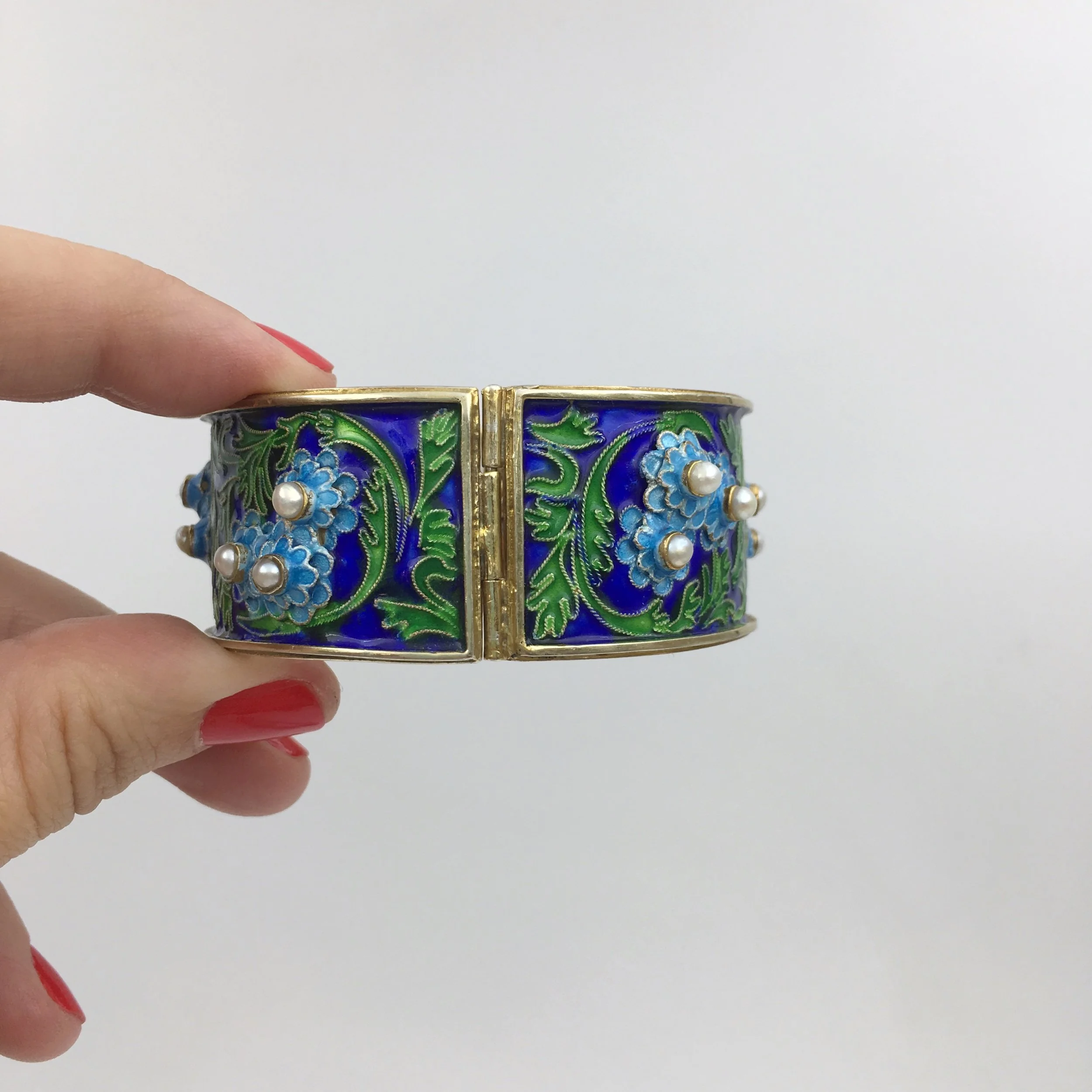 Vermeil cloisonne enamel bracelet Reverie vintage jewelry NYC