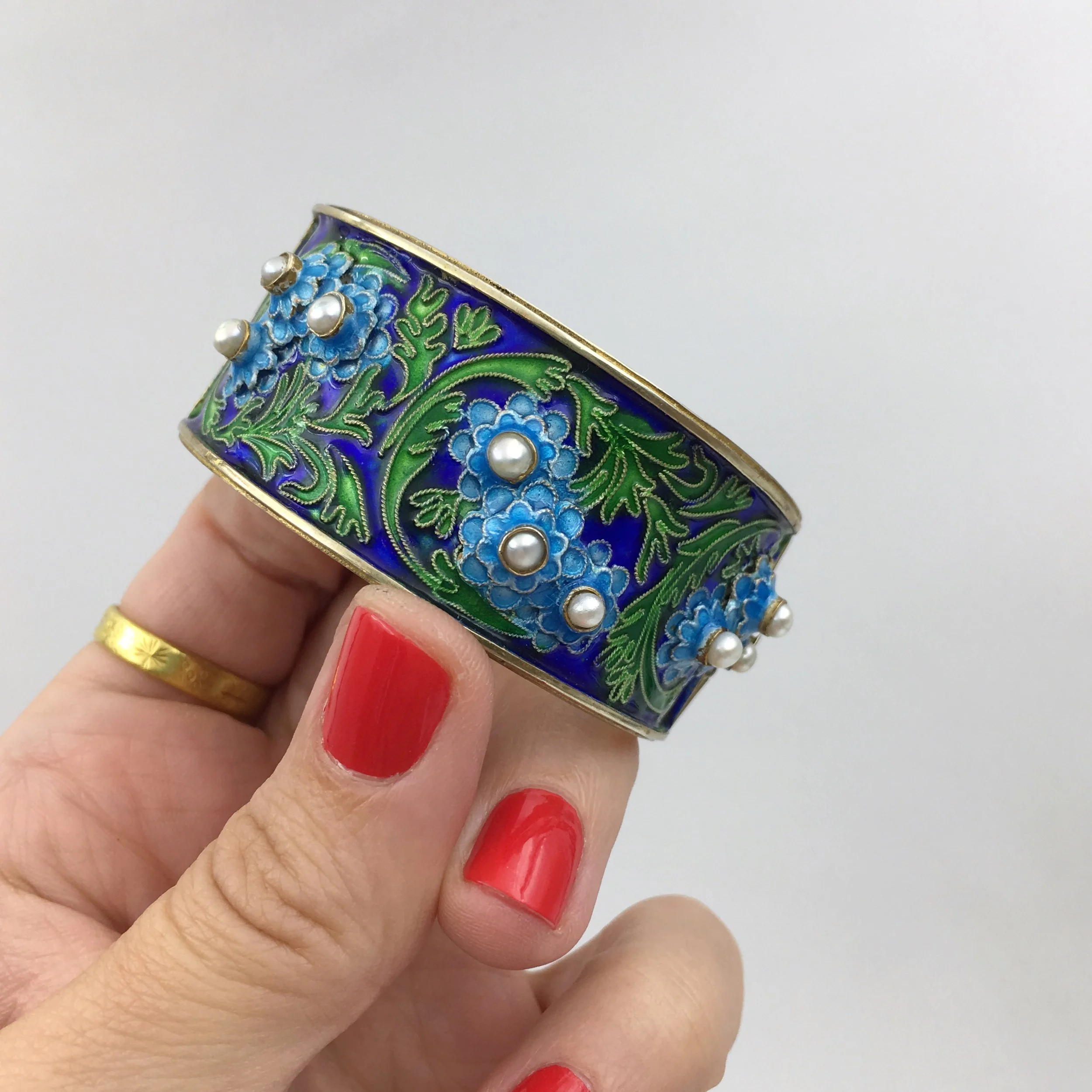 Vermeil cloisonne enamel bracelet Reverie vintage jewelry NYC