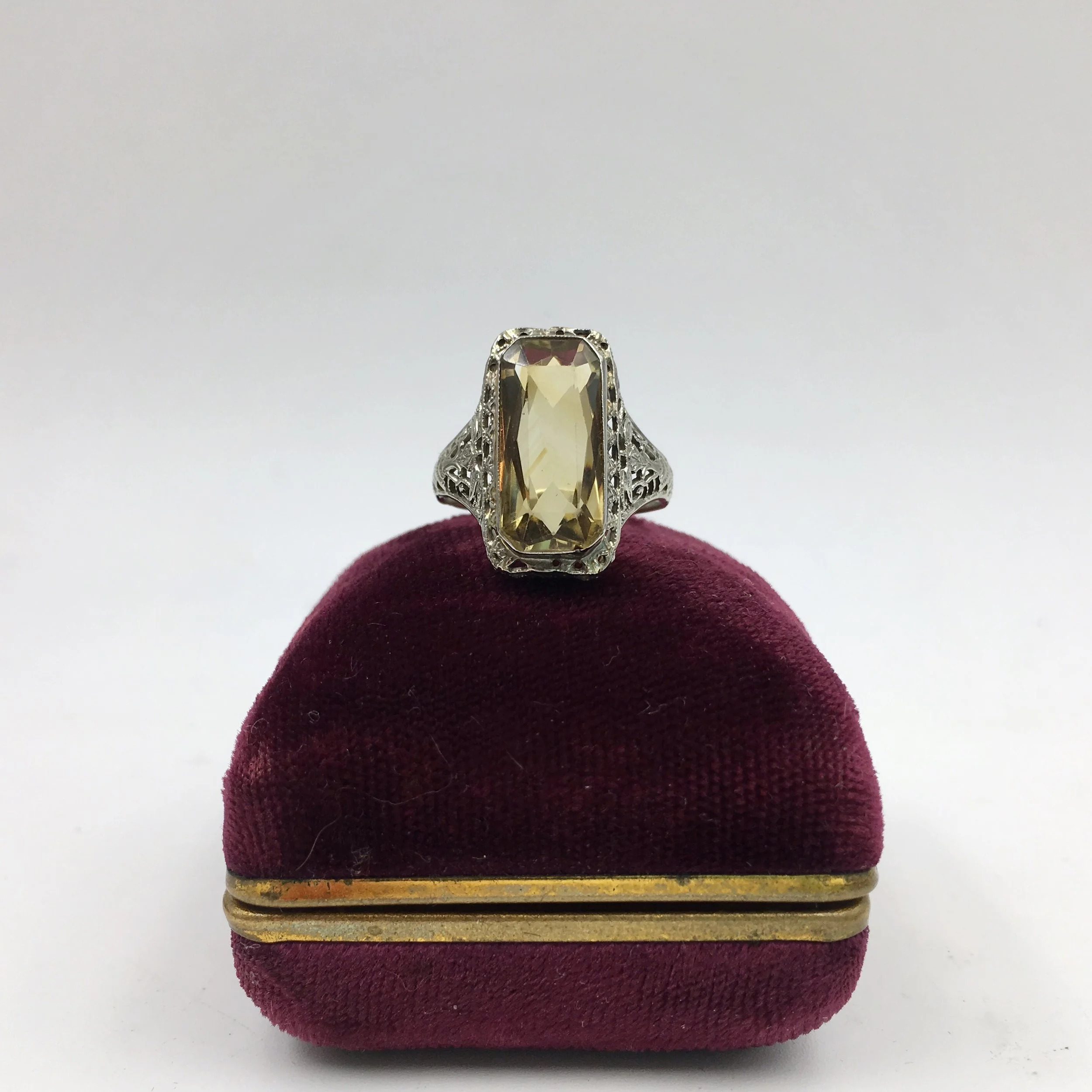 Art Deco citrine filigree ring Reverie estate jewelry NYC