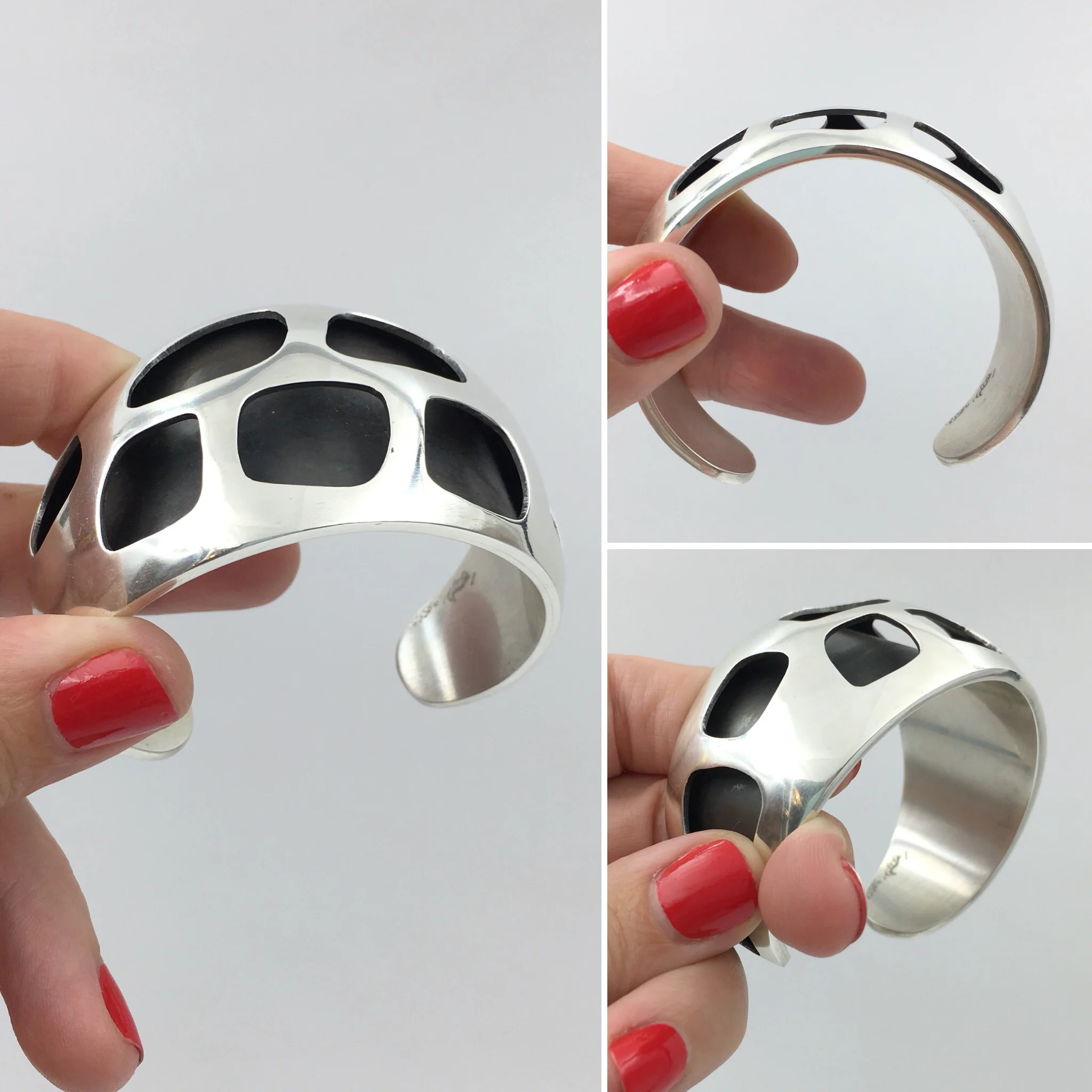 modernist sterling shadow box cuff Reverie vintage jewelry NYC