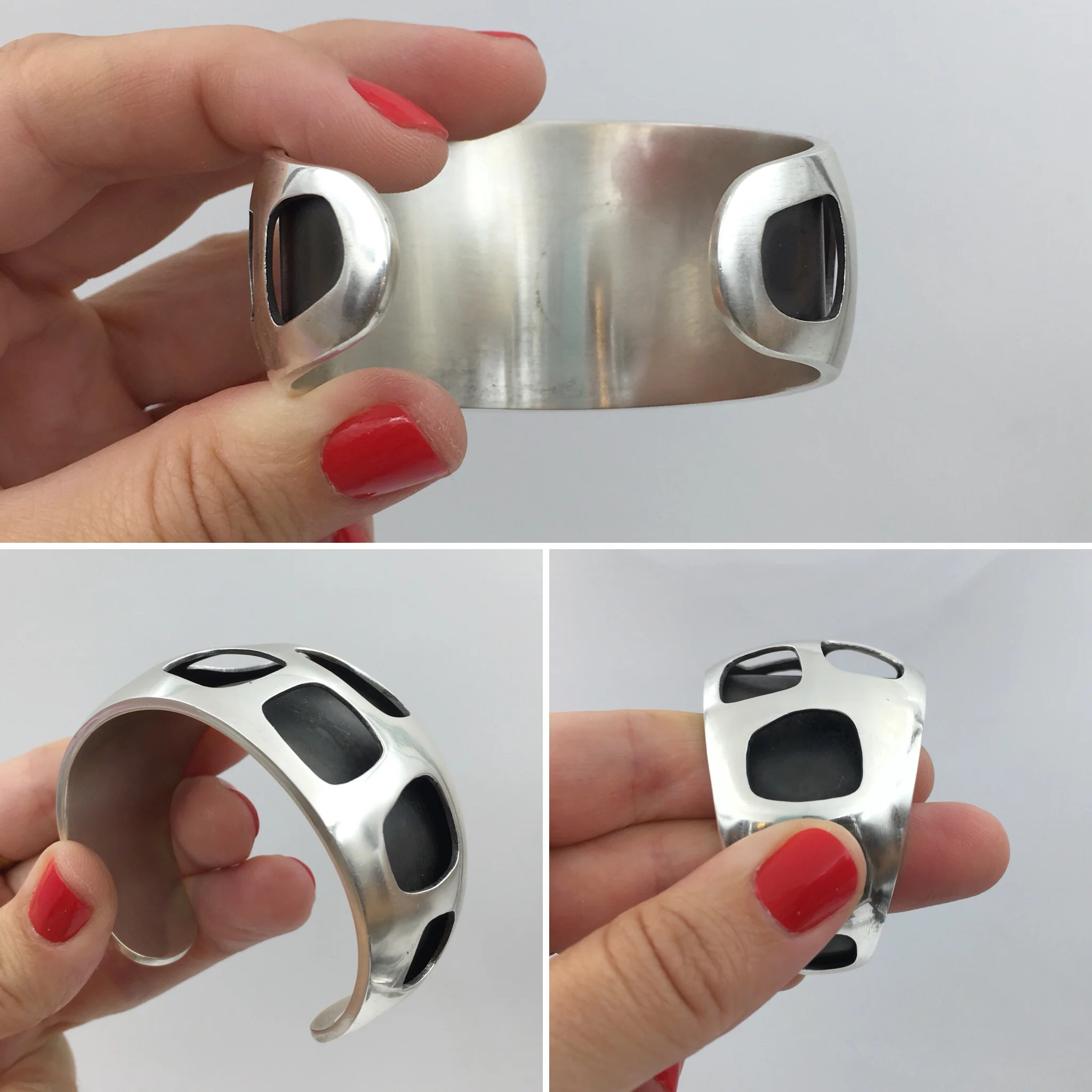 modernist sterling shadow box cuff Reverie vintage jewelry NYC