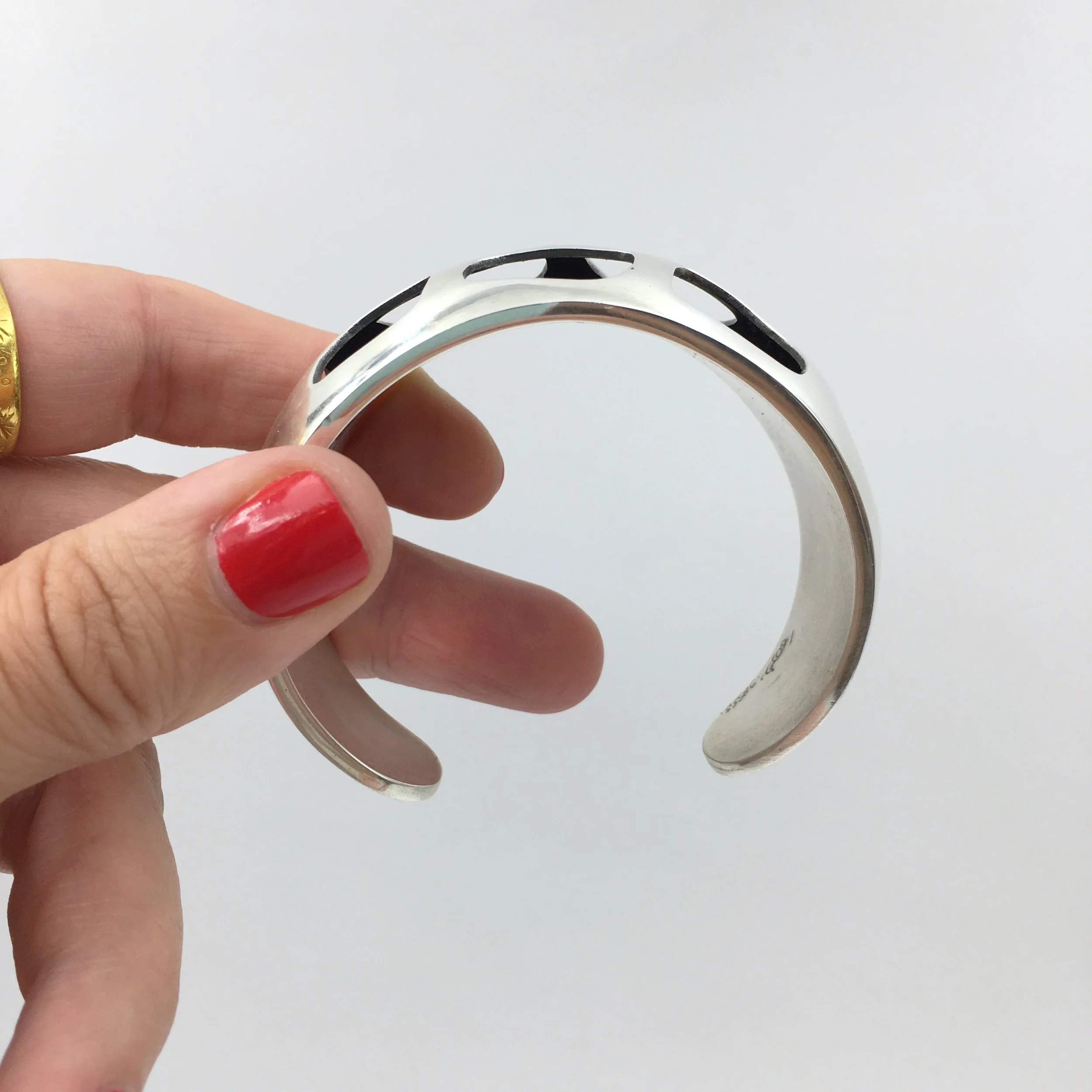 modernist sterling shadow box cuff Reverie vintage jewelry NYC