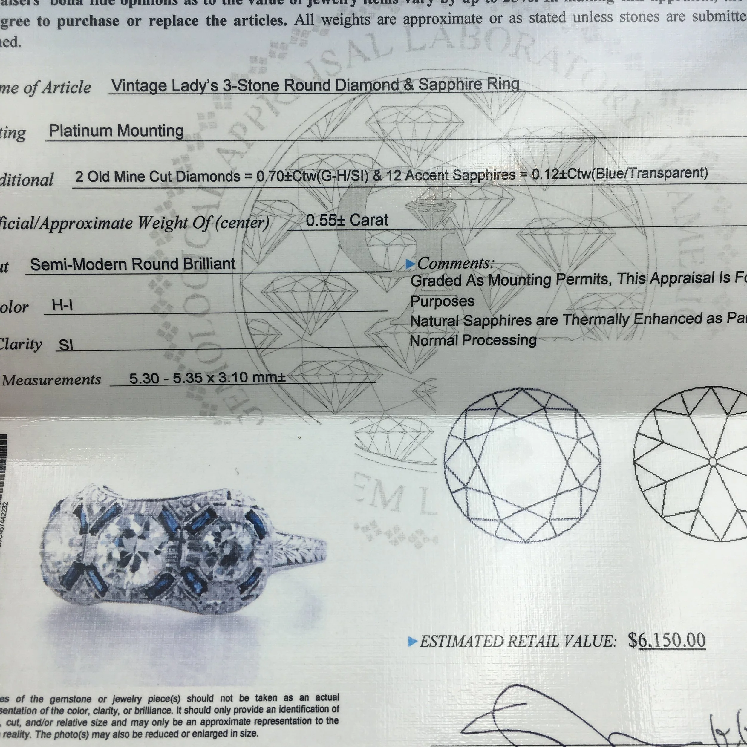 Deco three stone diamond ring Reverie estate jewelry NYC