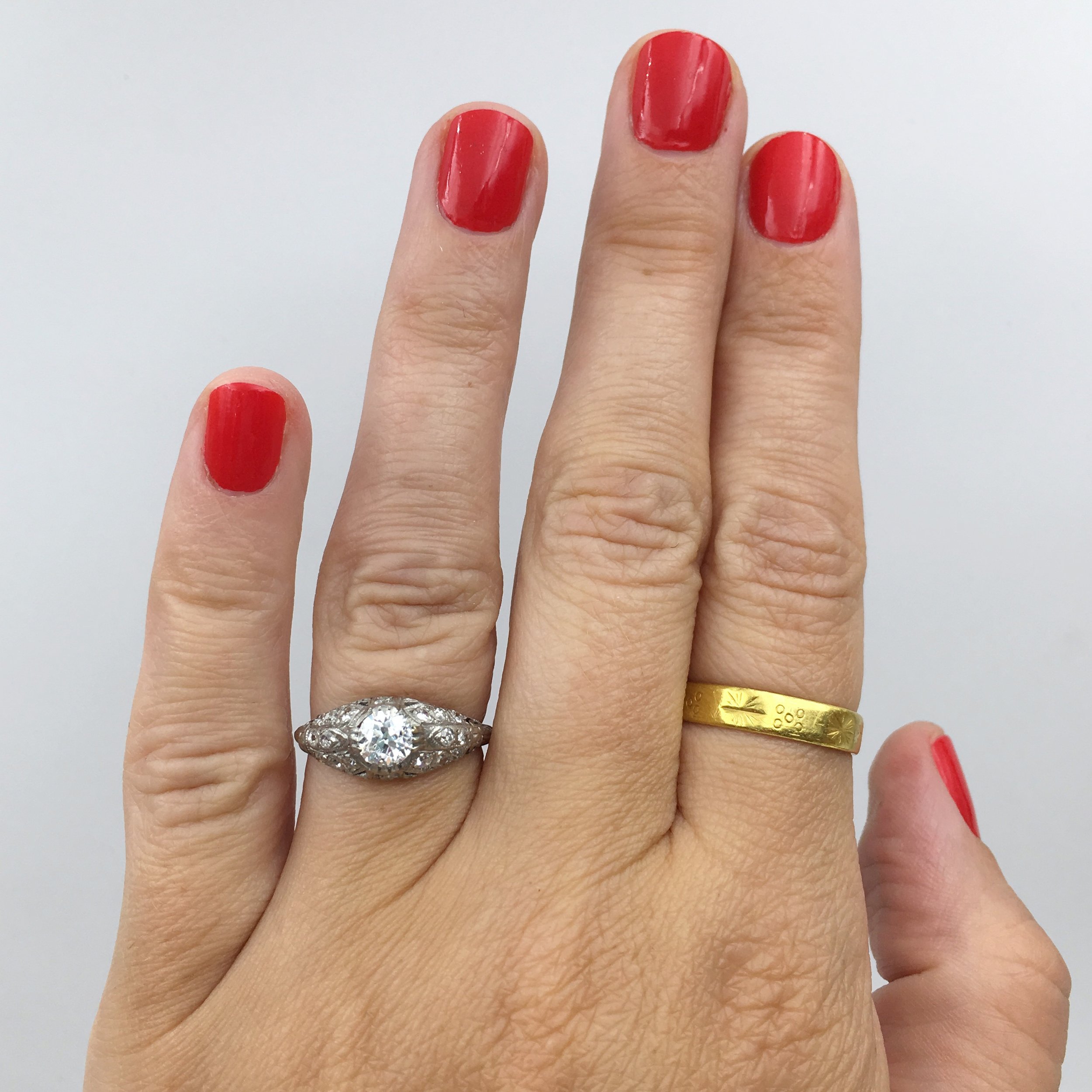 Antique platinum engagement ring Reverie vintage jewelry NYC