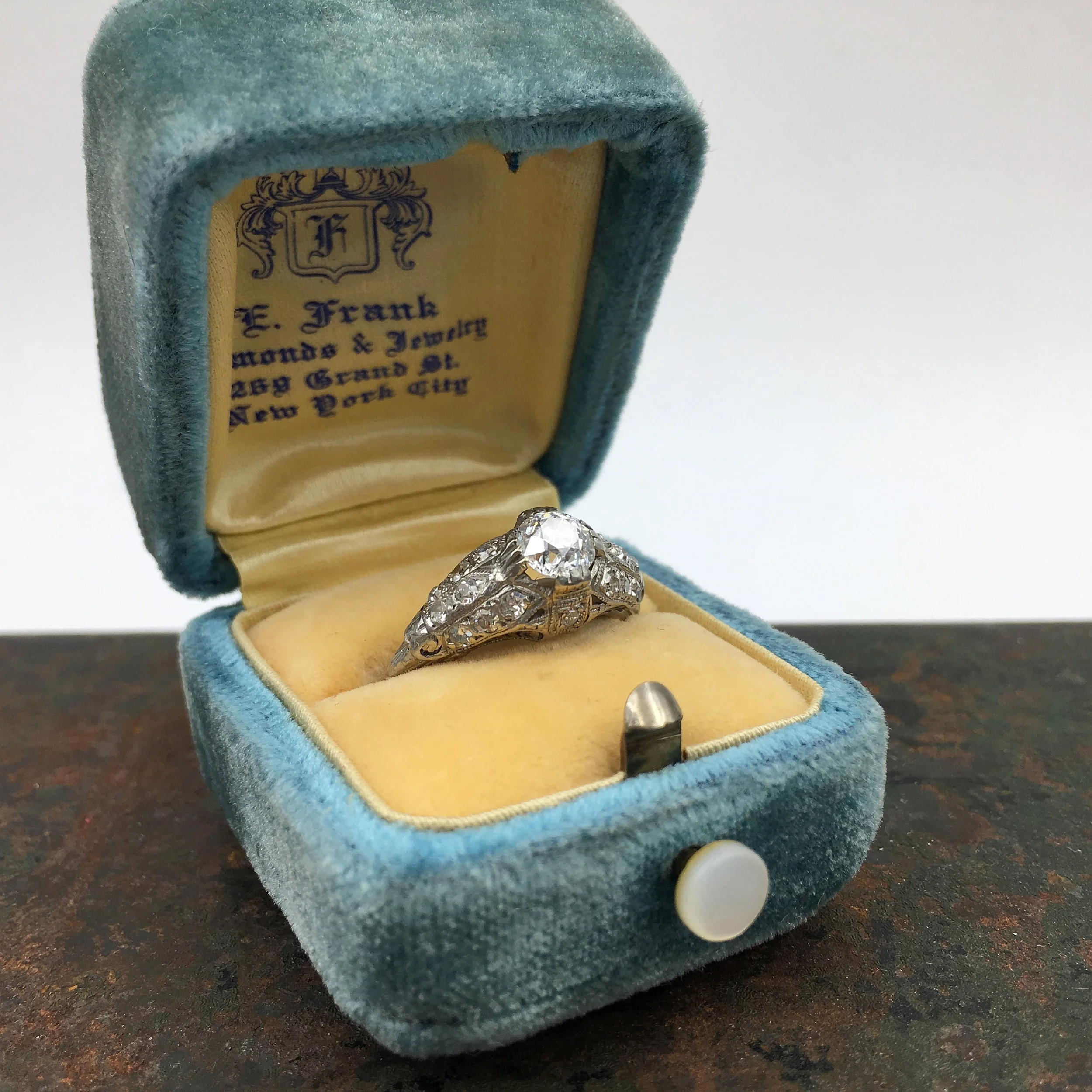 Antique platinum engagement ring Reverie vintage jewelry NYC