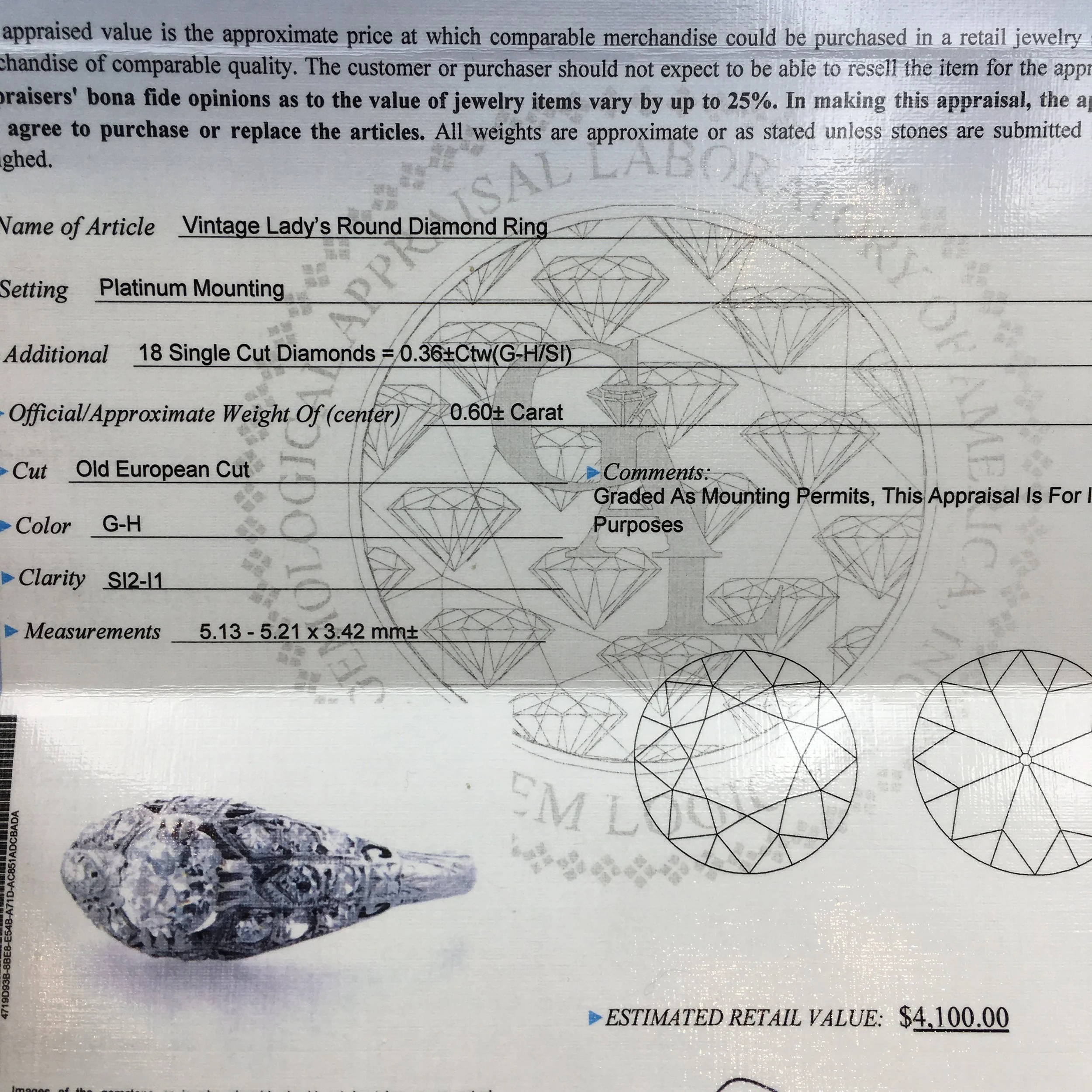 Antique platinum engagement ring Reverie vintage jewelry NYC