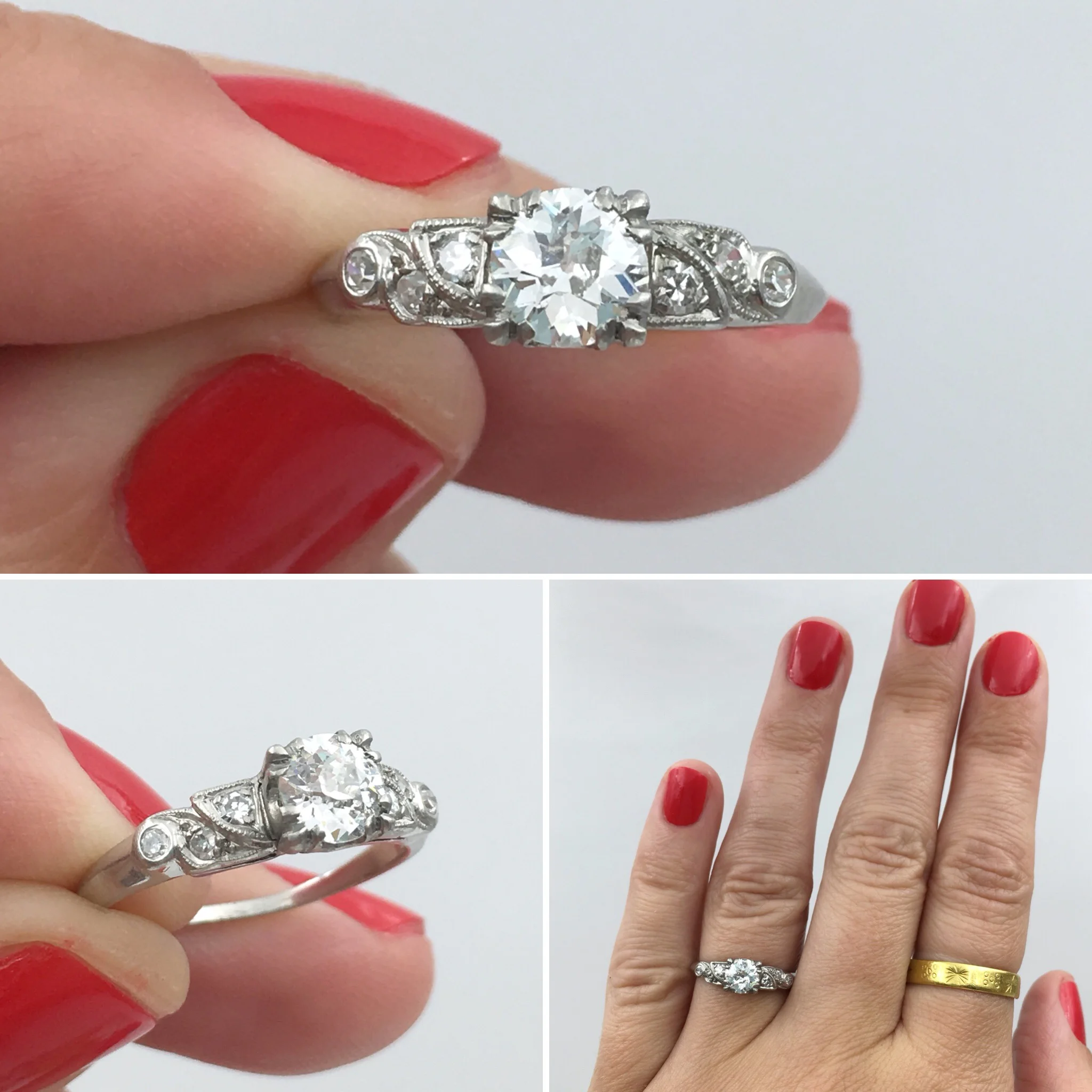 Art Deco diamond engagement ring Reverie estate jewelry NYC