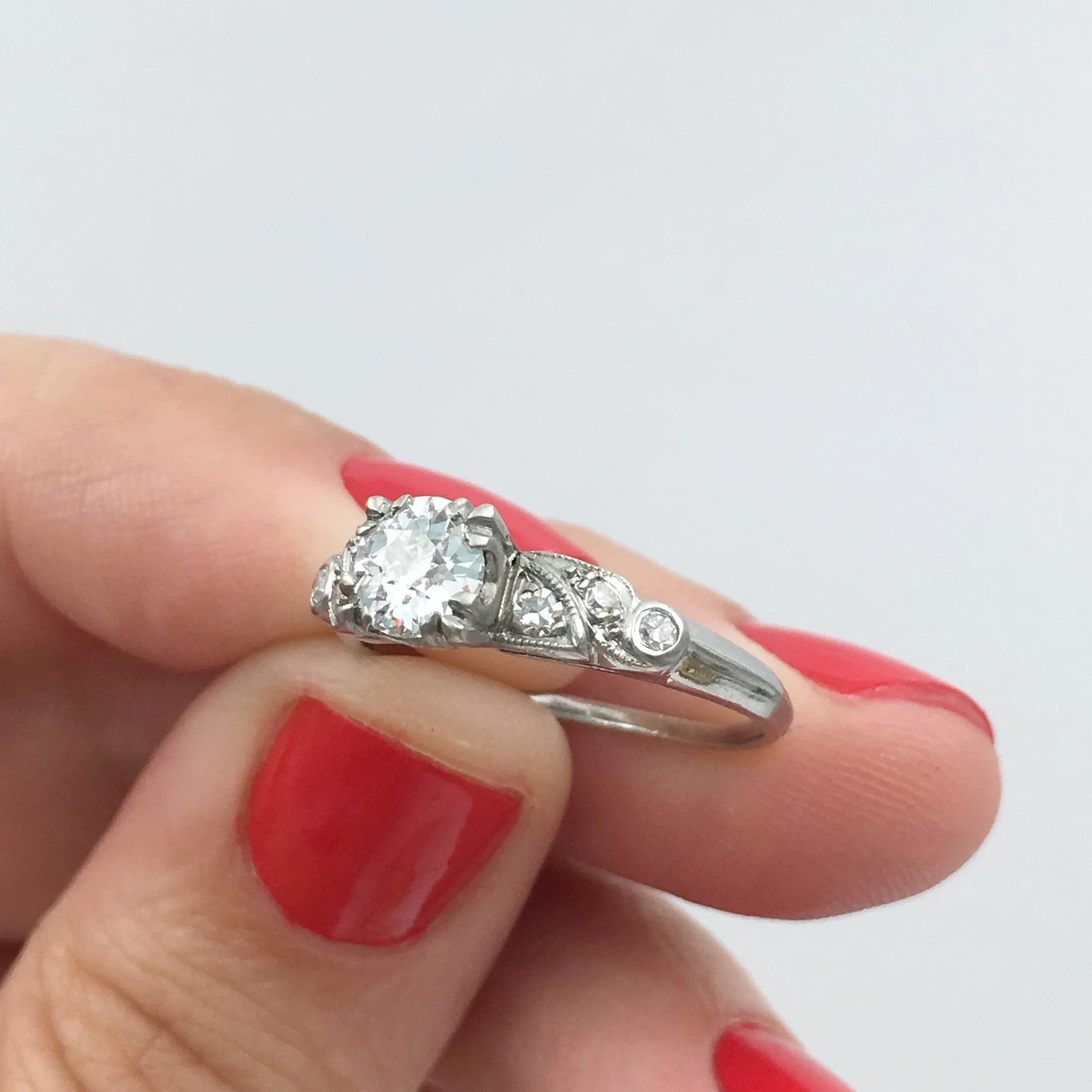 Art Deco diamond engagement ring Reverie estate jewelry NYC
