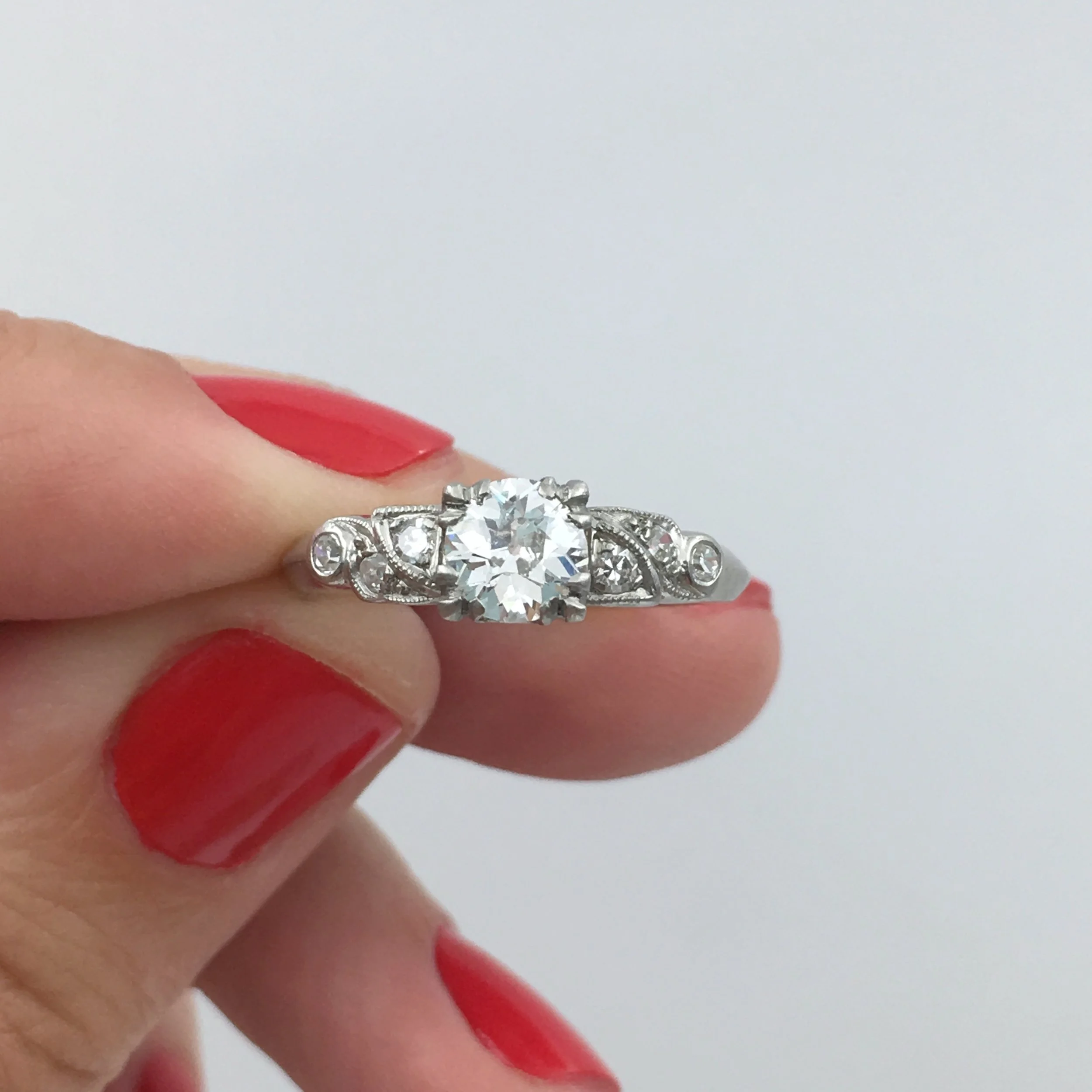 Art Deco diamond engagement ring Reverie estate jewelry NYC