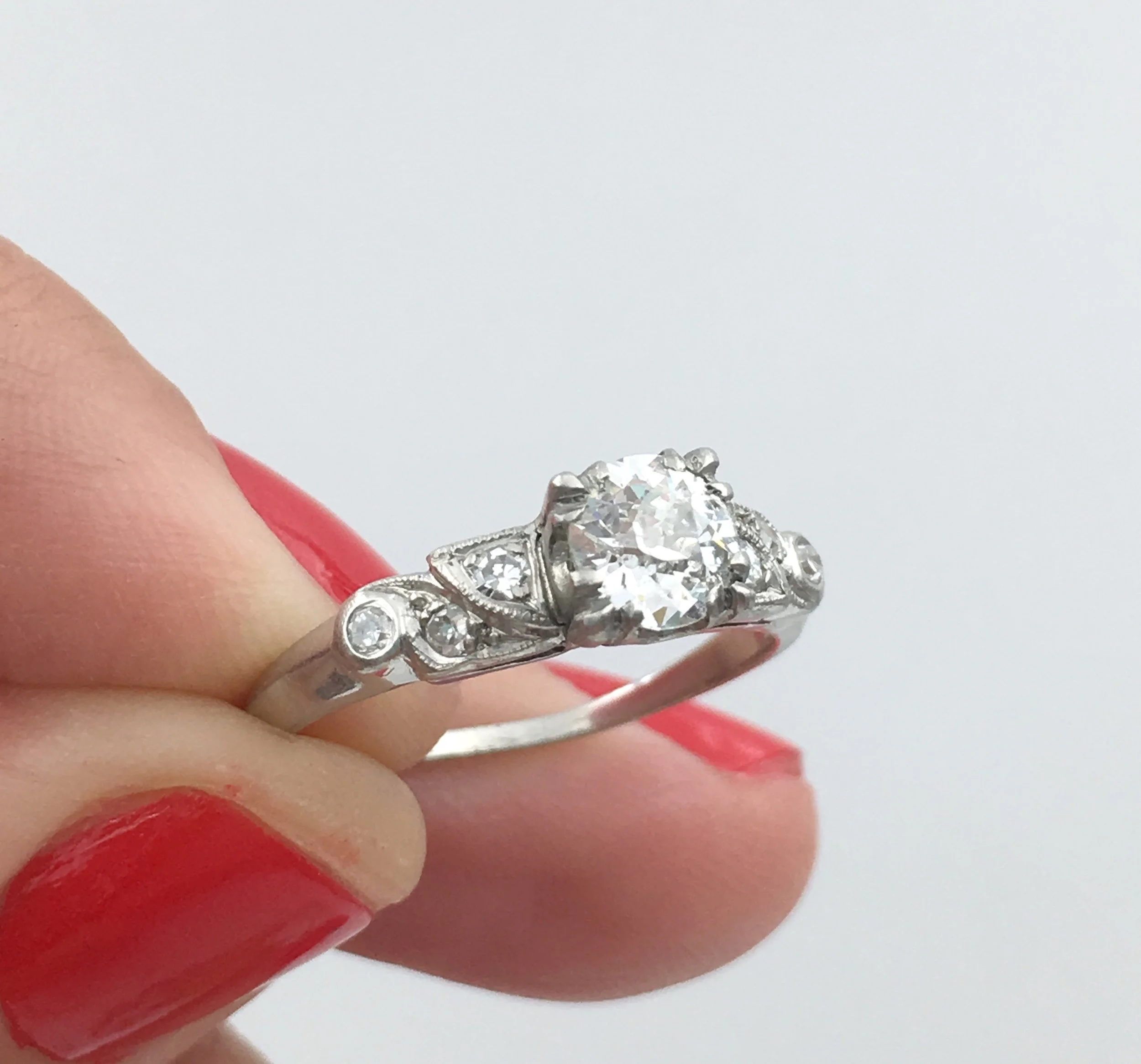 Art Deco diamond engagement ring Reverie estate jewelry NYC