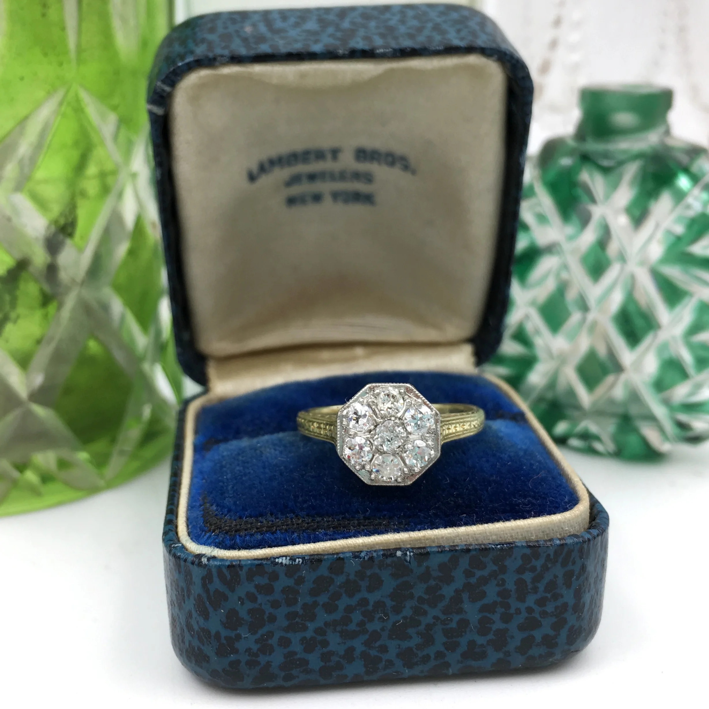 Edwardian diamond pavé ring Reverie vintage jewelry NYC
