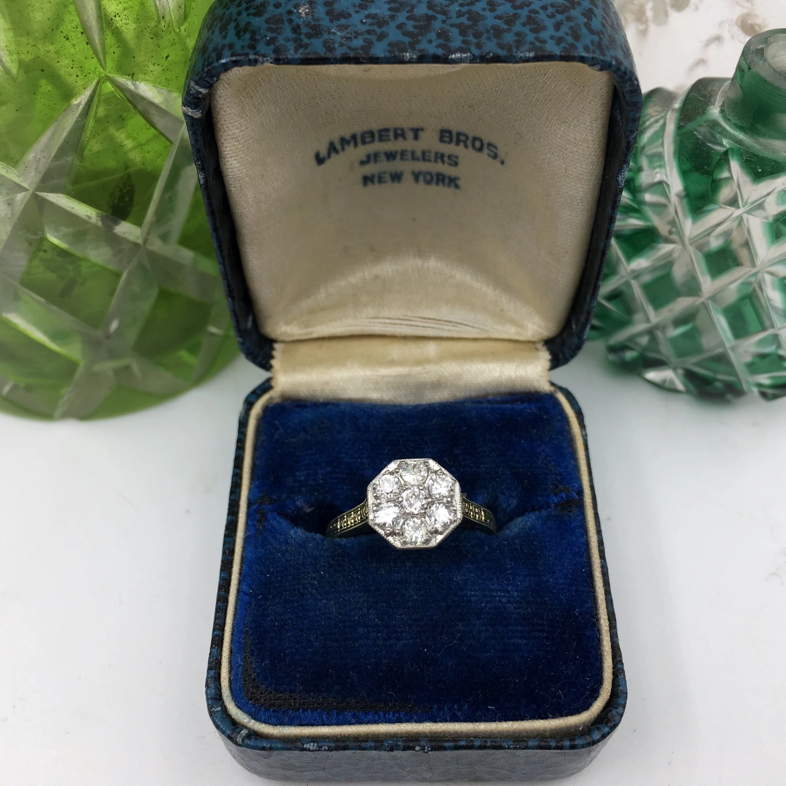 Edwardian diamond pavé ring Reverie vintage jewelry NYC