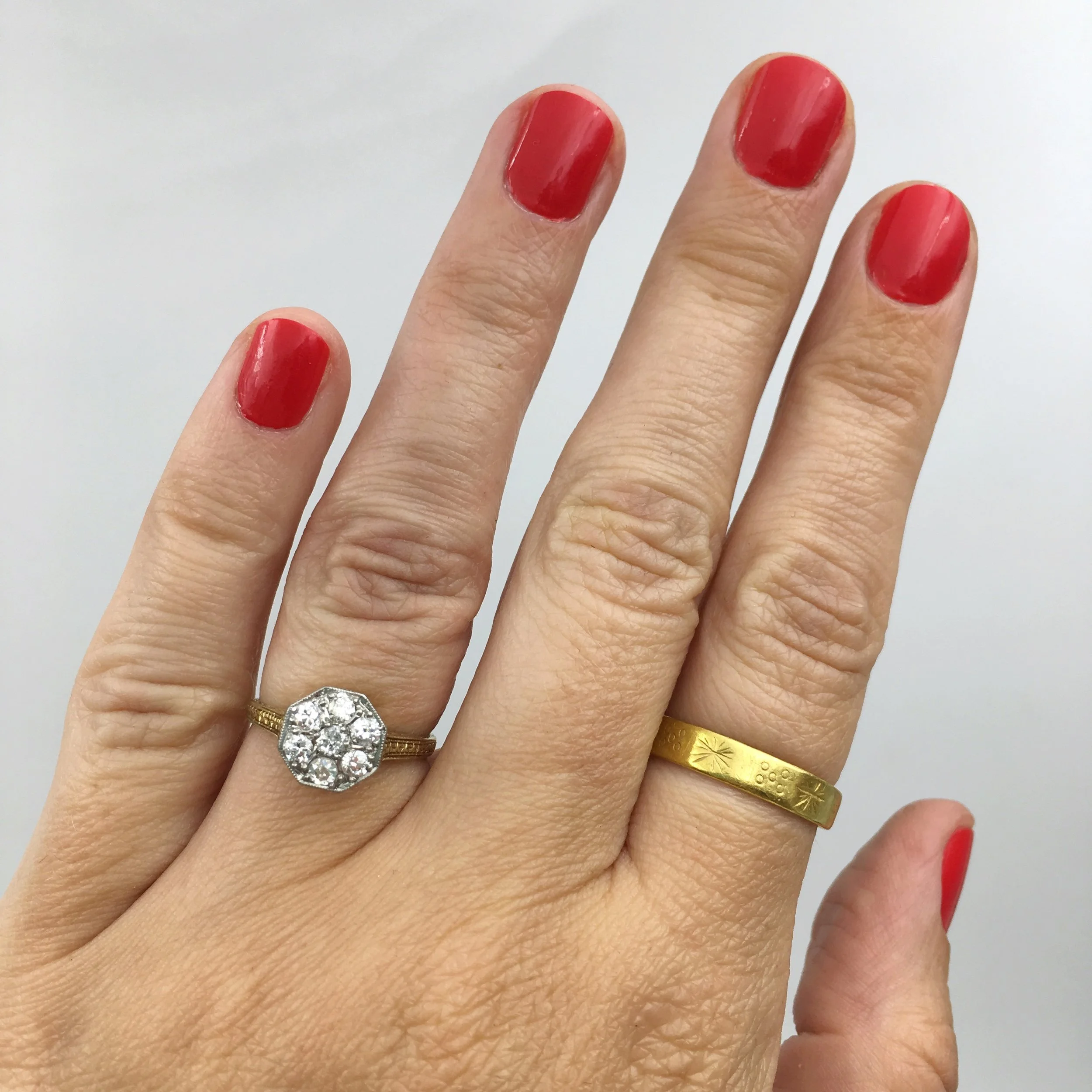 Edwardian diamond pavé ring Reverie vintage jewelry NYC