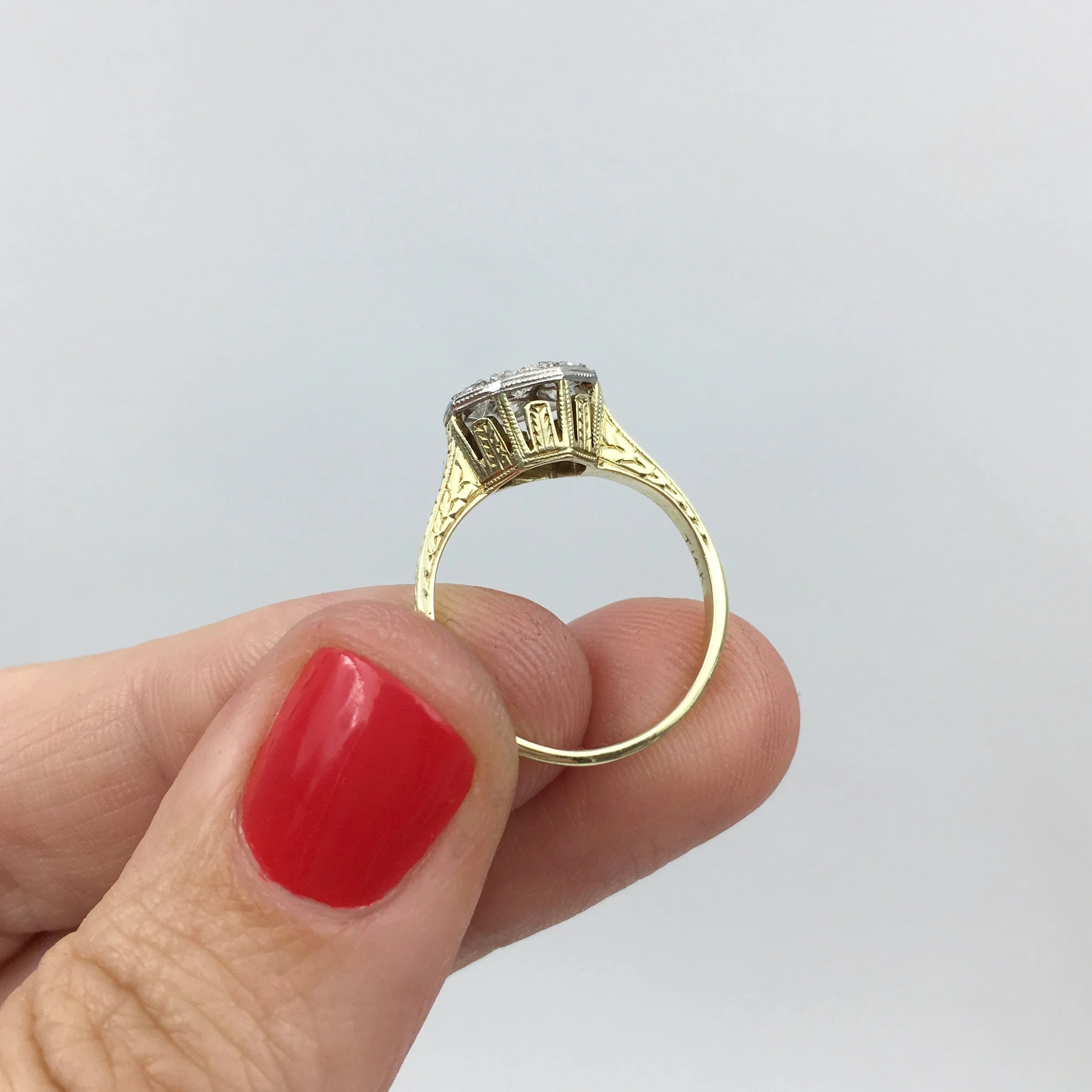 Edwardian diamond pavé ring Reverie vintage jewelry NYC