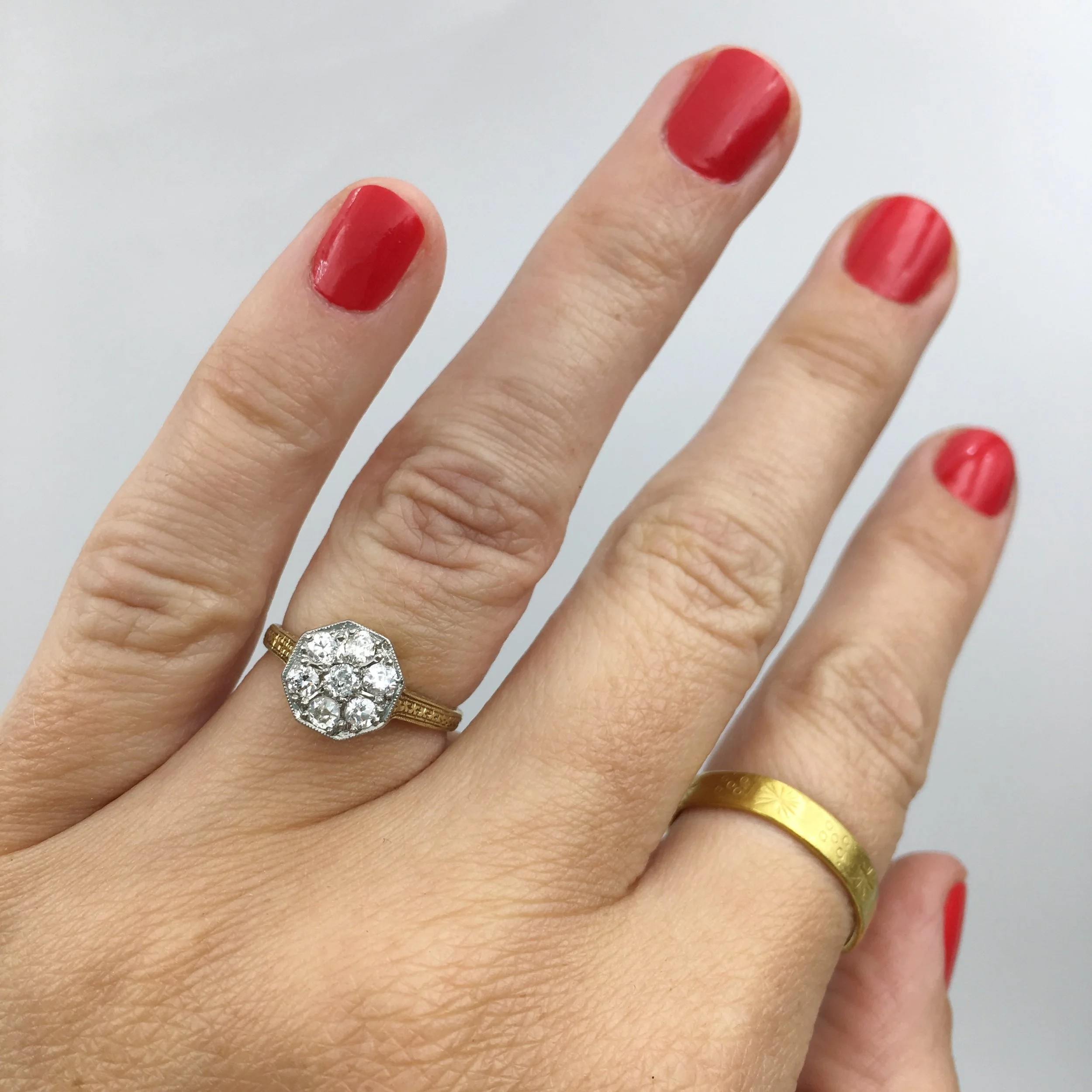 Edwardian diamond pavé ring Reverie vintage jewelry NYC