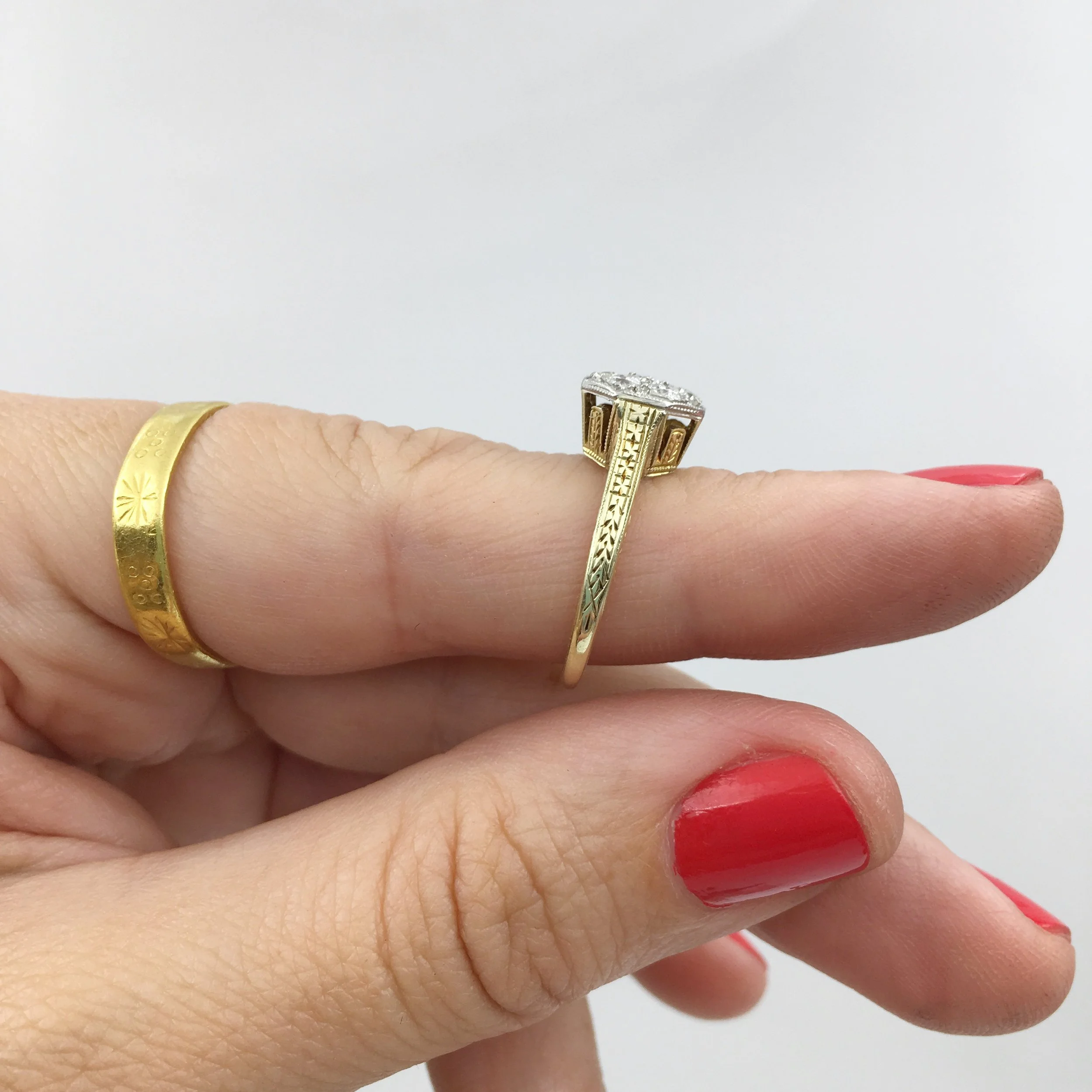 Edwardian diamond pavé ring Reverie vintage jewelry NYC