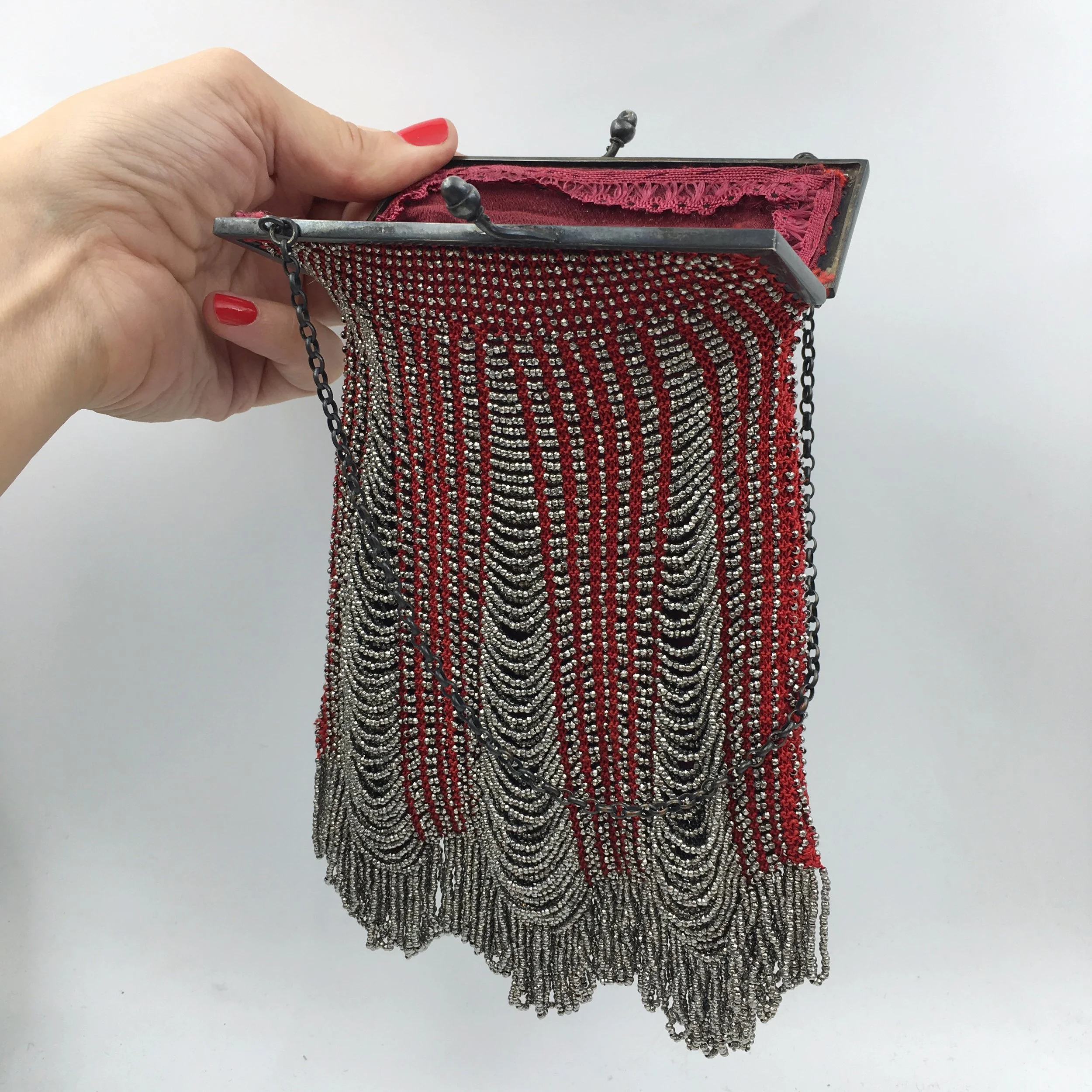 Faceted steel flapper purse Reverie vintage shop NYC