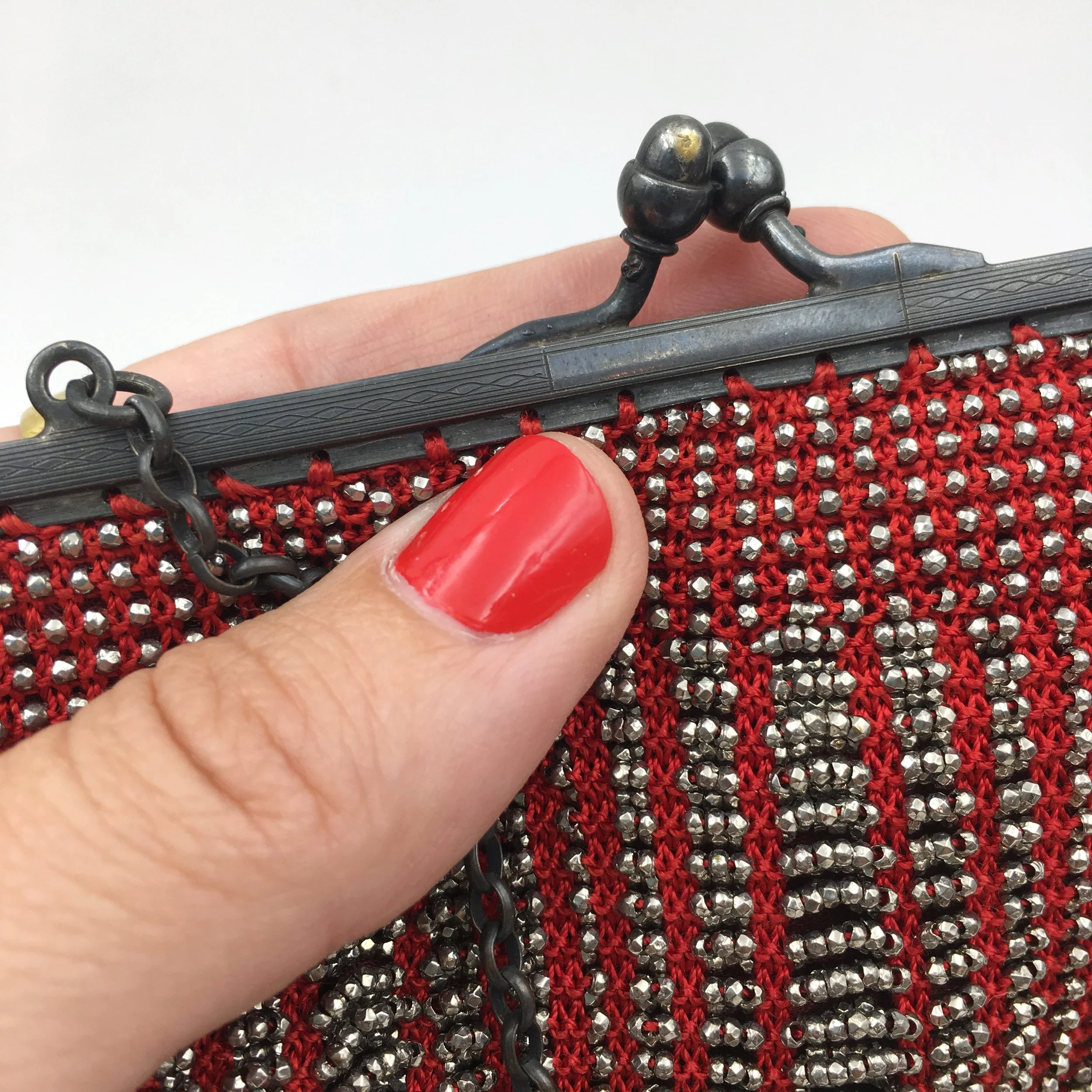 Faceted steel flapper purse Reverie vintage shop NYC