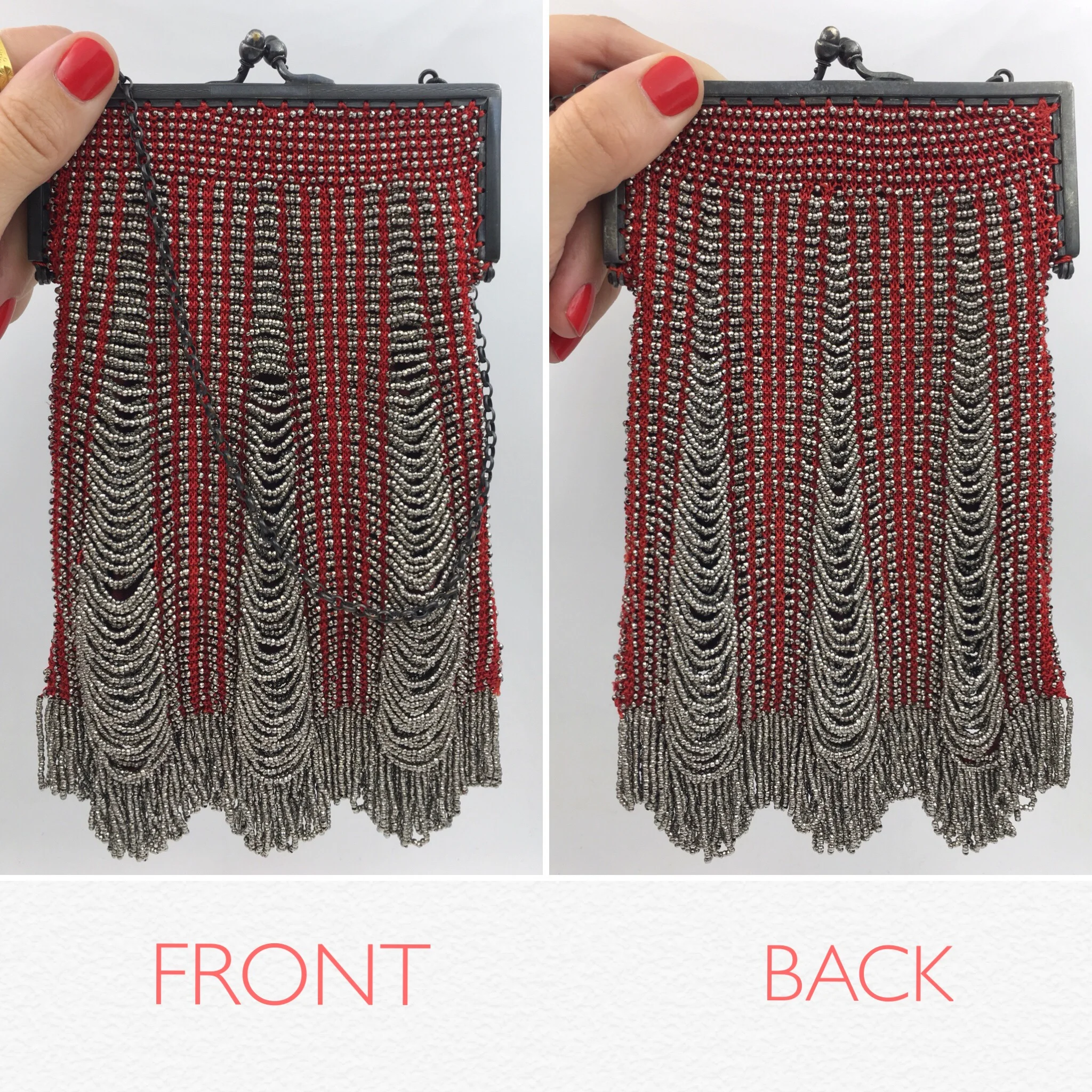 Faceted steel flapper purse Reverie vintage shop NYC