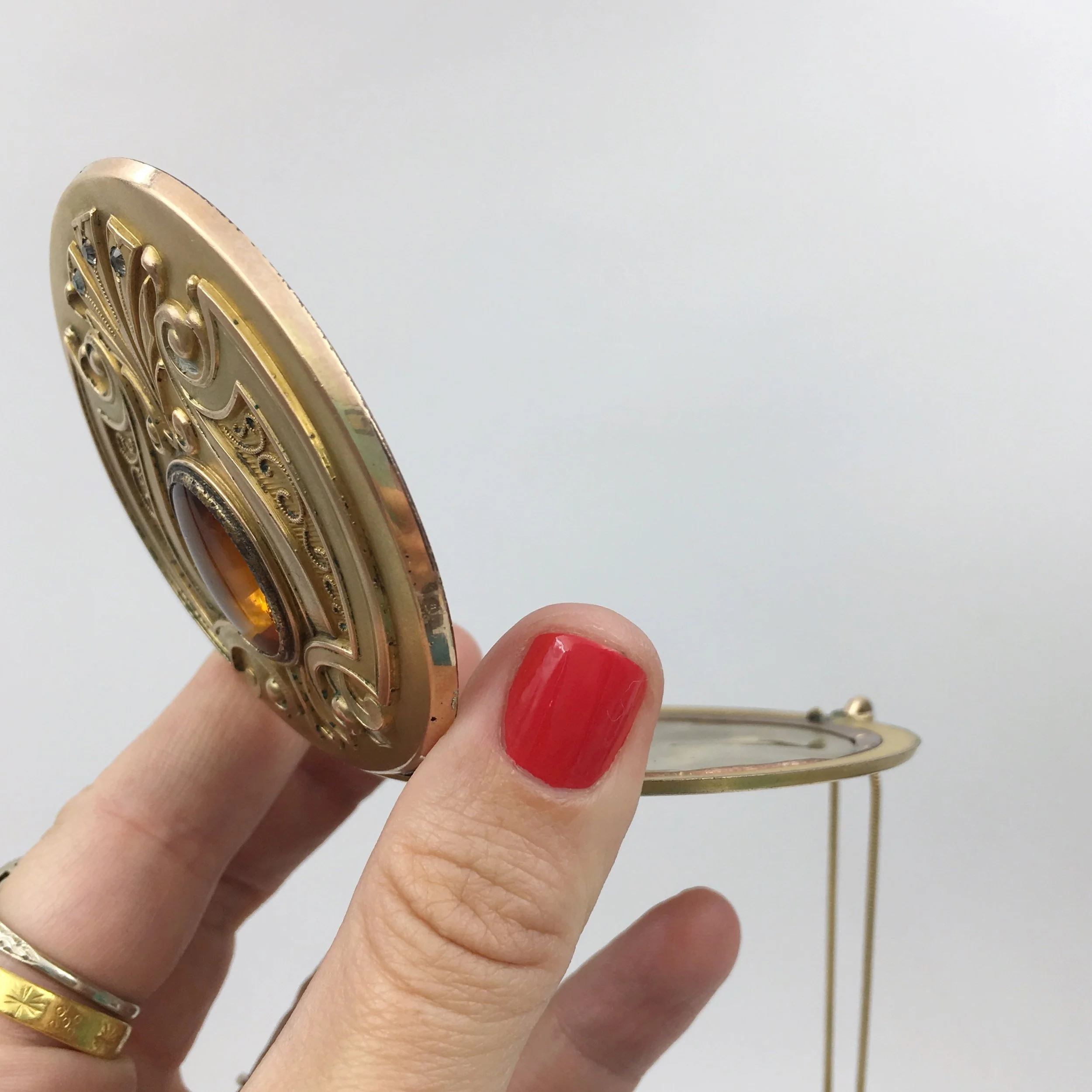 Art Nouveau round locket Reverie antique jewelry NYC